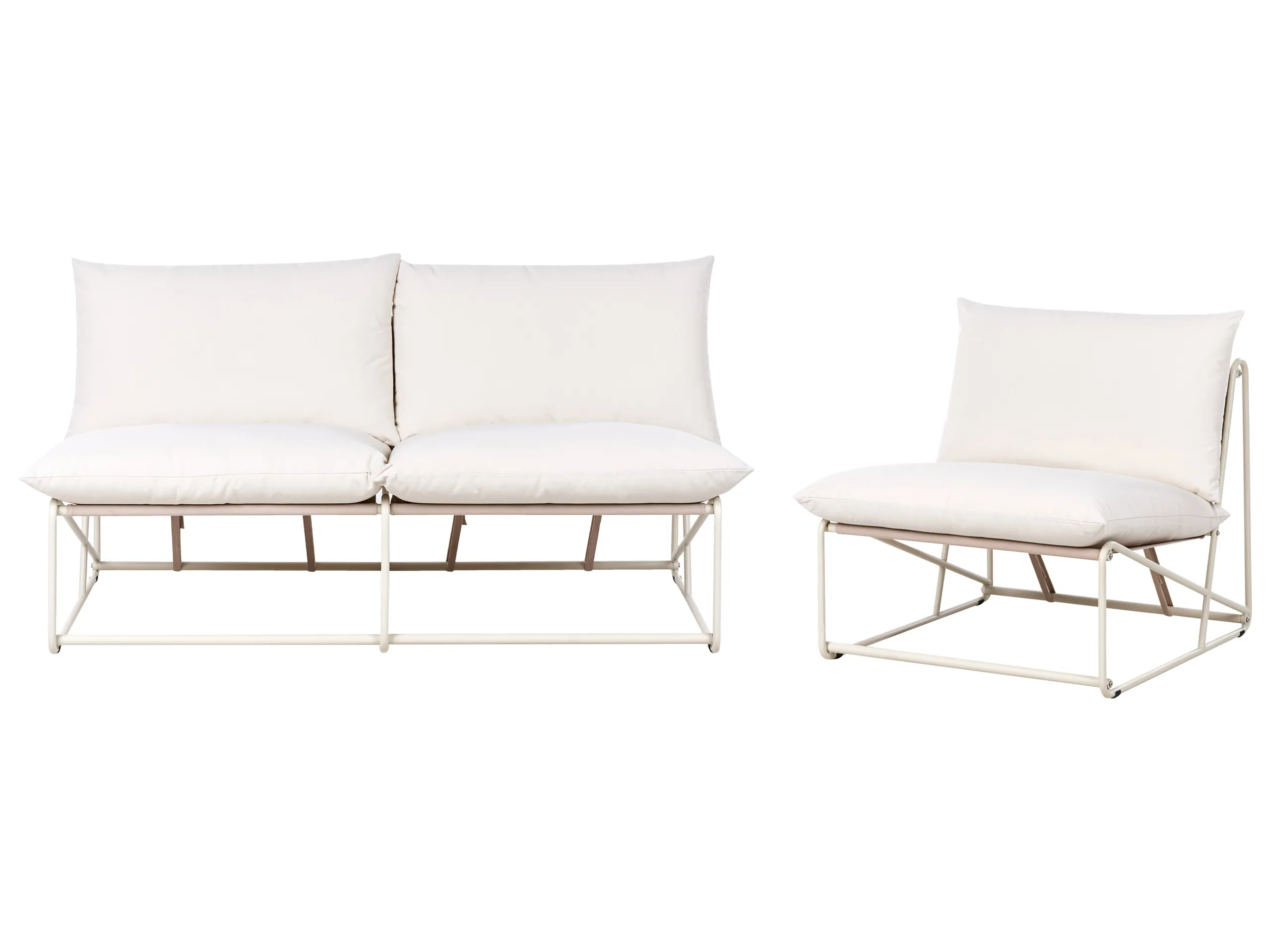 Garden Sofa Set 3 Seater PICO Metal Light Beige