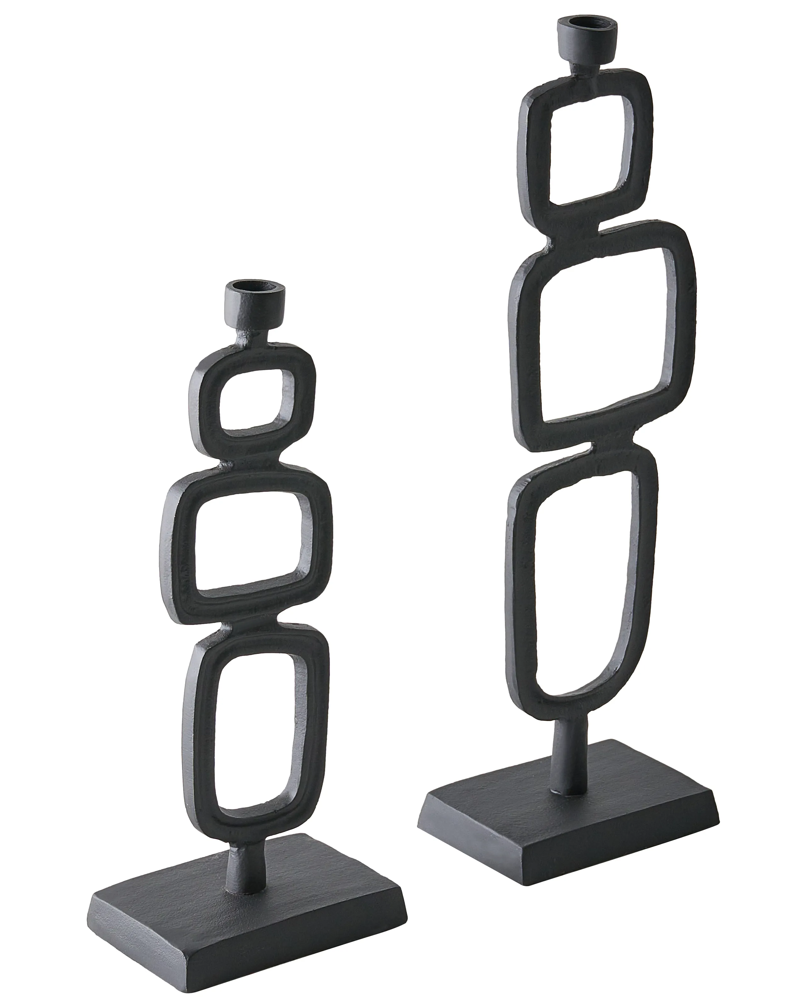 Conjunto de 2 candeleros SIPANJE Metal 35/48 cm Negro
