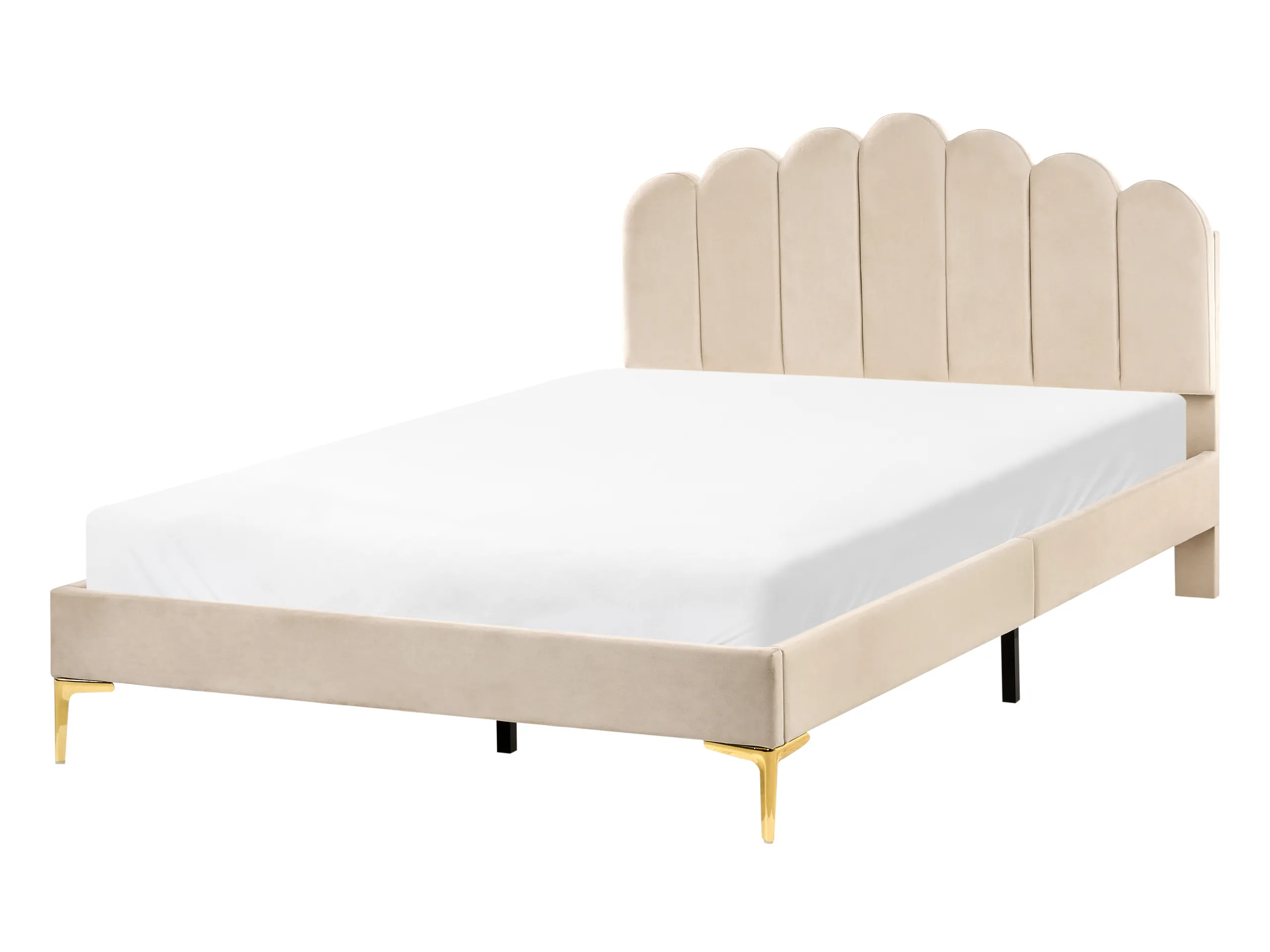 Cama Terciopelo SAUVIAN 140 x 200 cm Beige
