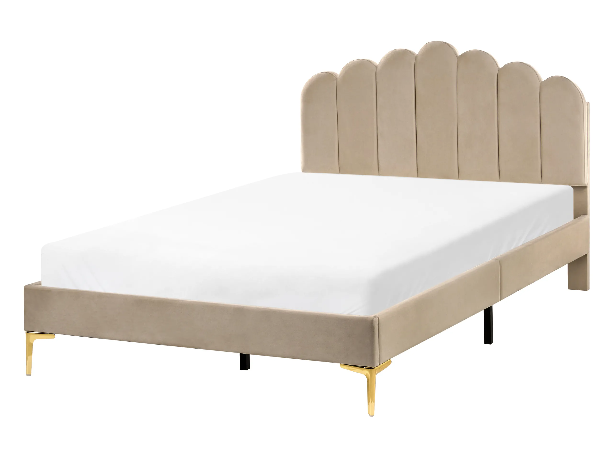 Cama Terciopelo SAUVIAN 120 x 200 cm Gris pardo