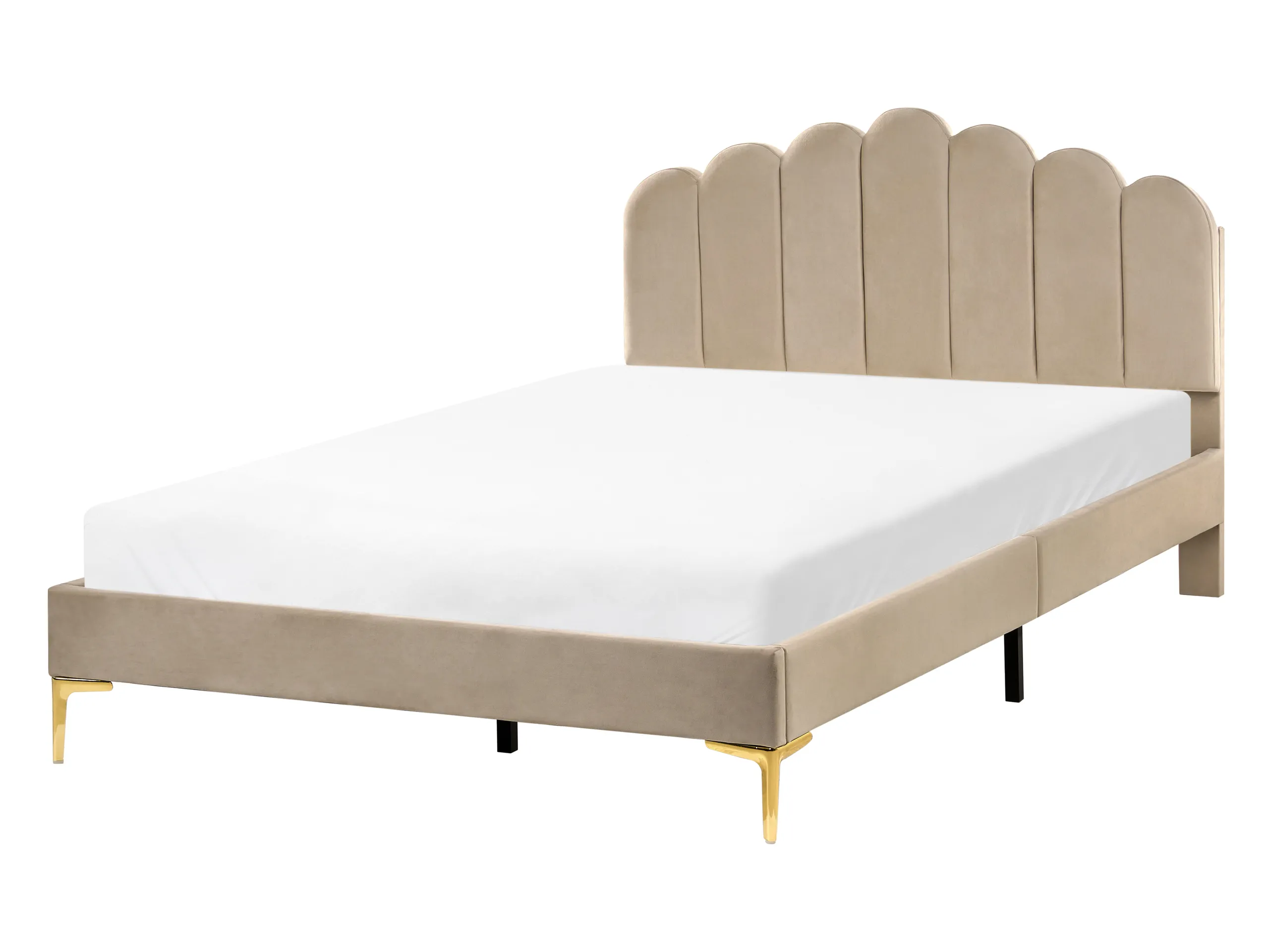Cama Terciopelo SAUVIAN 140 x 200 cm Gris pardo