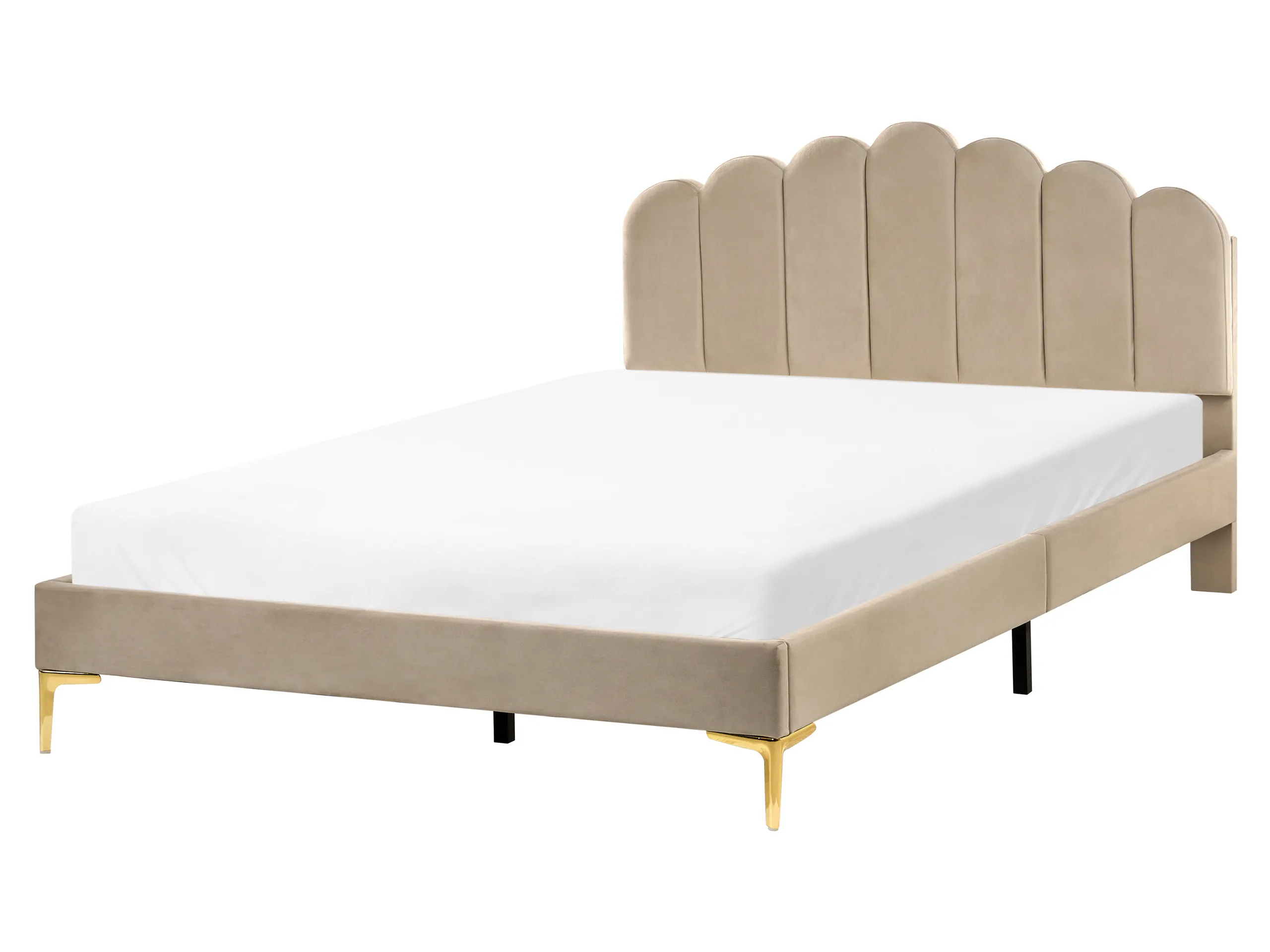 Cama Terciopelo SAUVIAN 160 x 200 cm Gris pardo