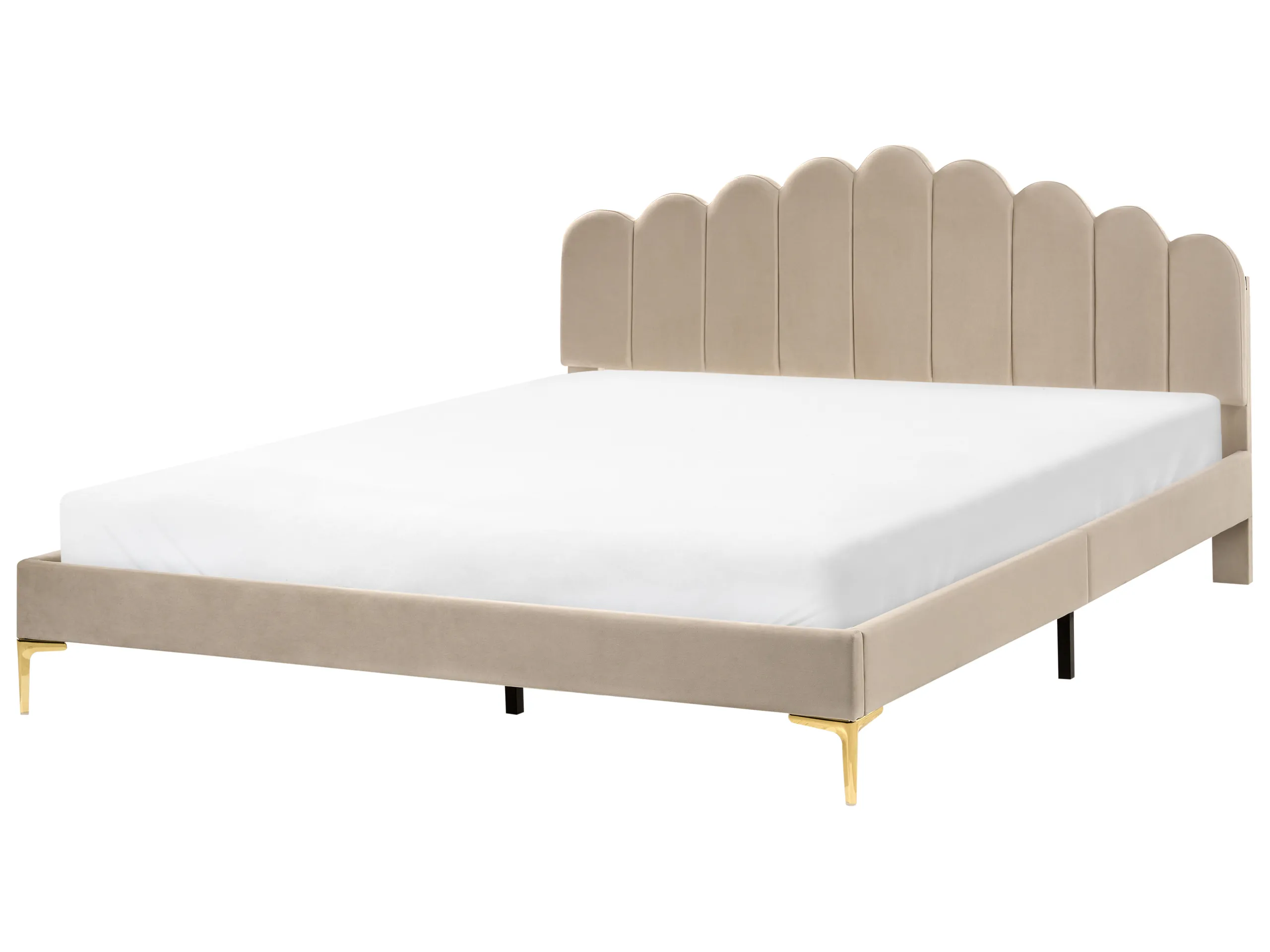 Cama Terciopelo SAUVIAN 180 x 200 cm Gris pardo