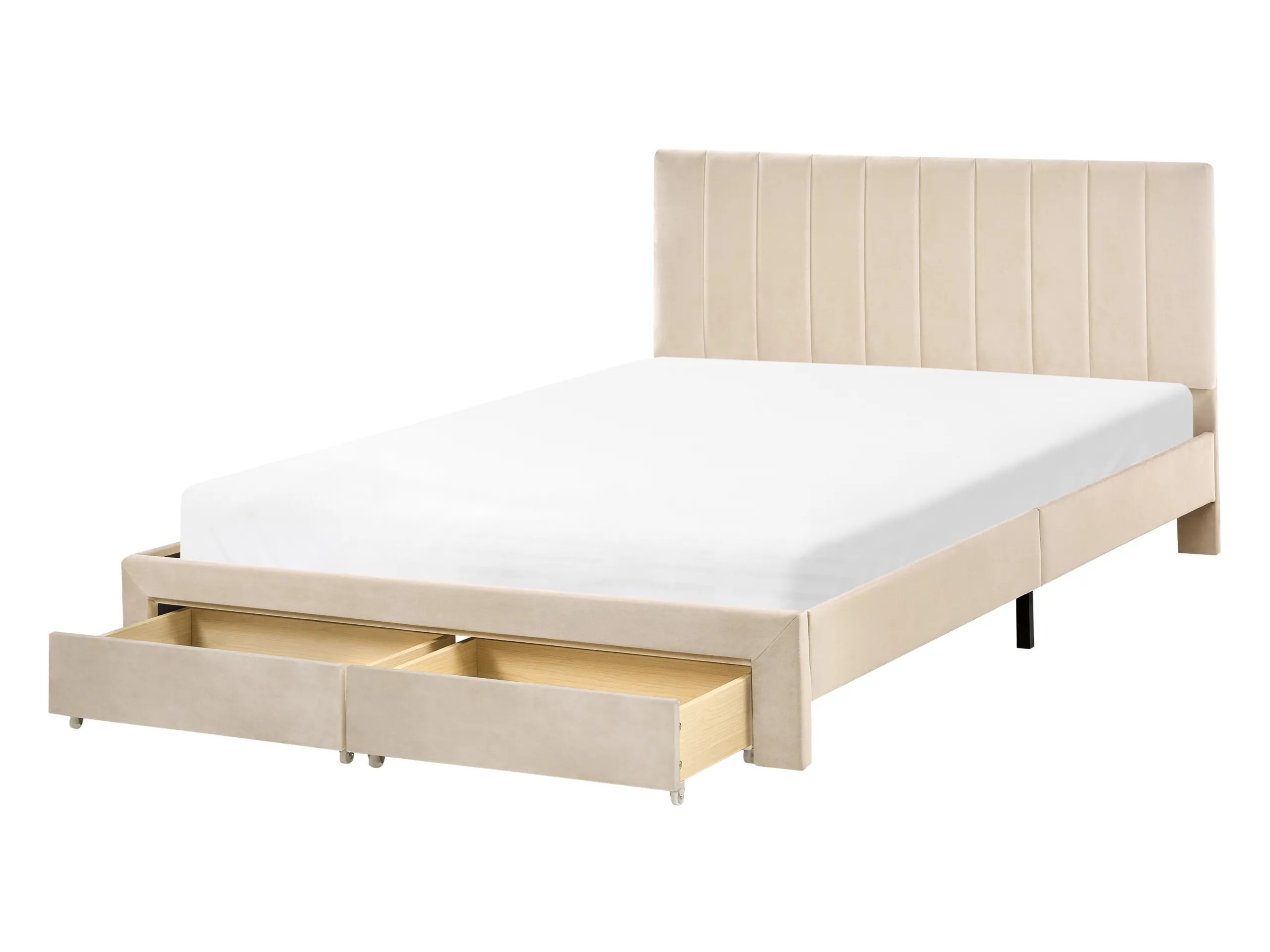 Cama con cajones Terciopelo LONZAC 140 x 200 cm Beige