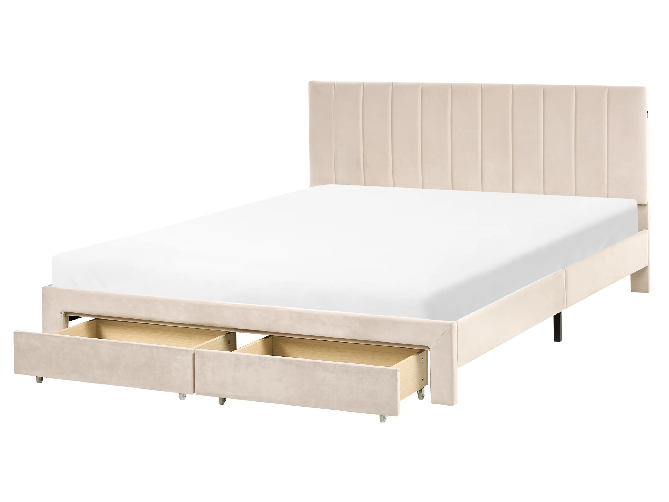 Cama con cajones Terciopelo LONZAC 160 x 200 cm Beige