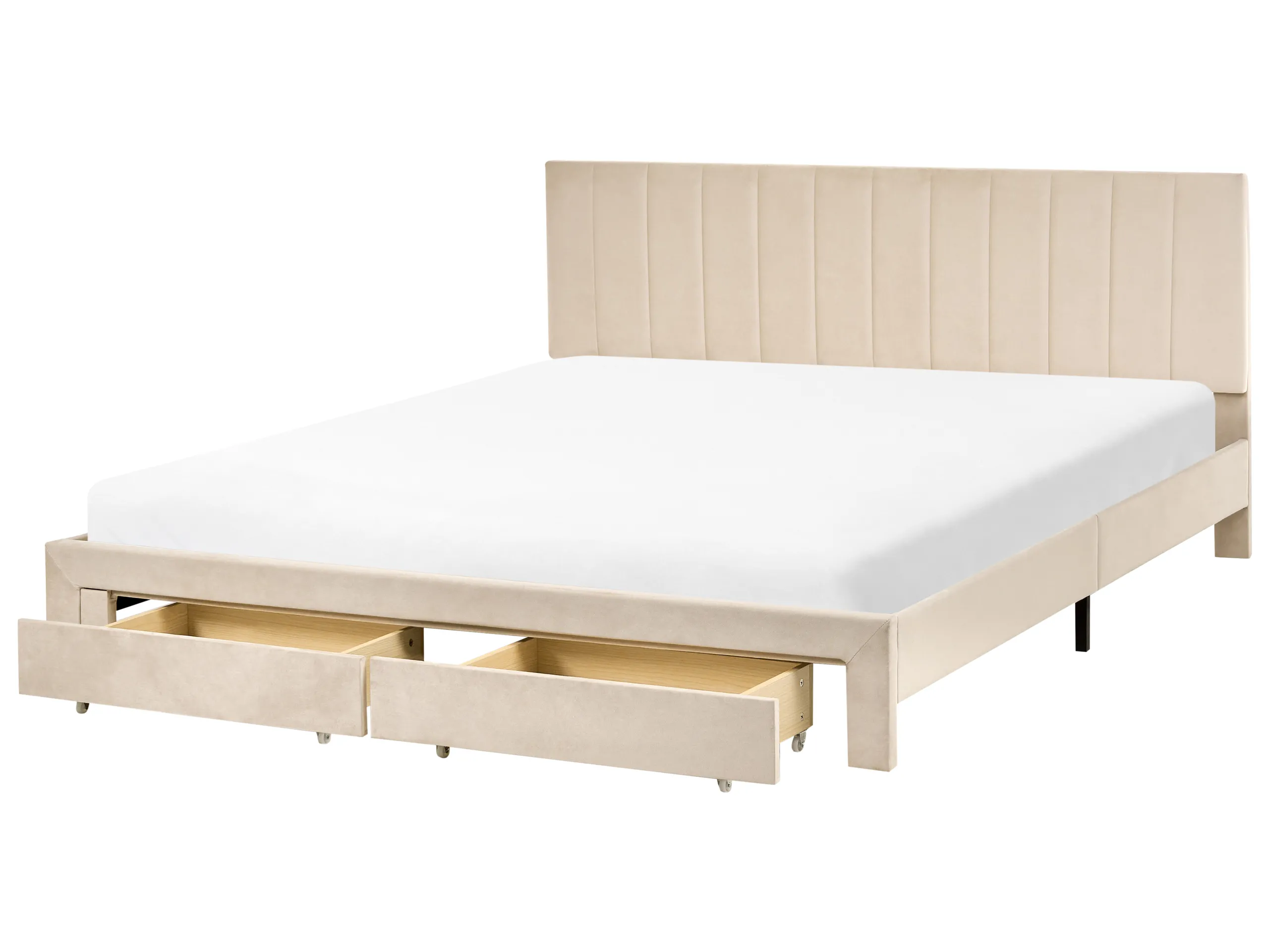 Cama con cajones Terciopelo LONZAC 180 x 200 cm Beige