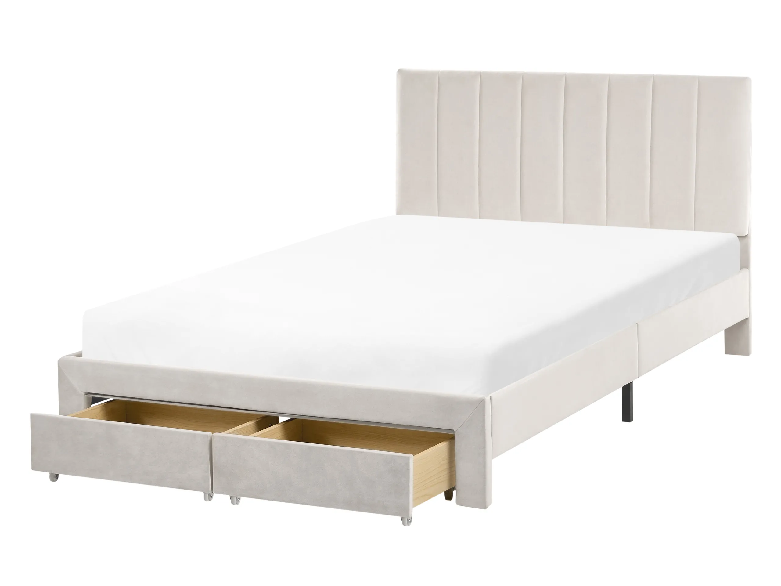 Cama con cajones Terciopelo LONZAC 120 x 200 cm Blanco crema