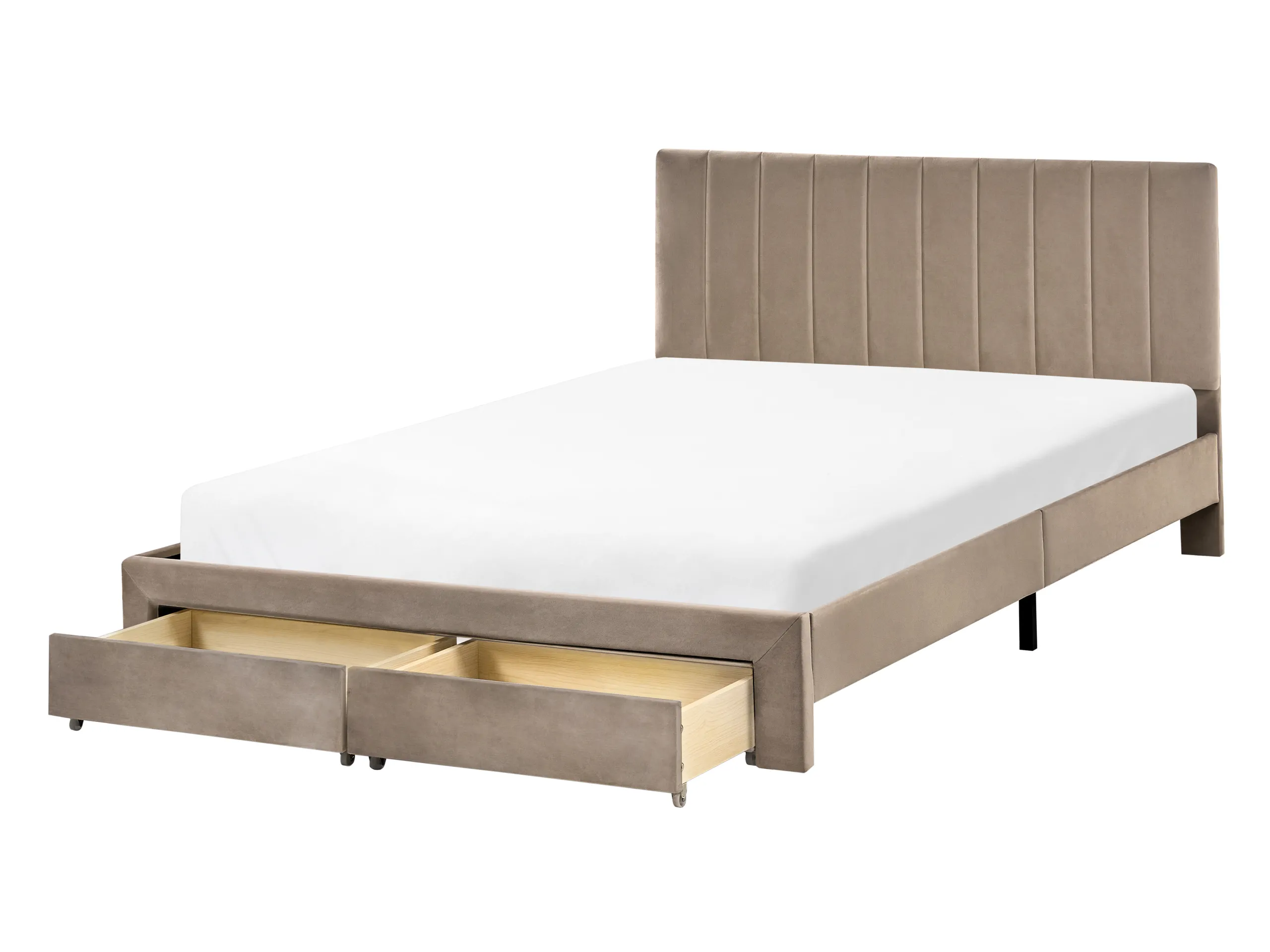Cama con cajones Terciopelo LONZAC 140 x 200 cm Gris pardo