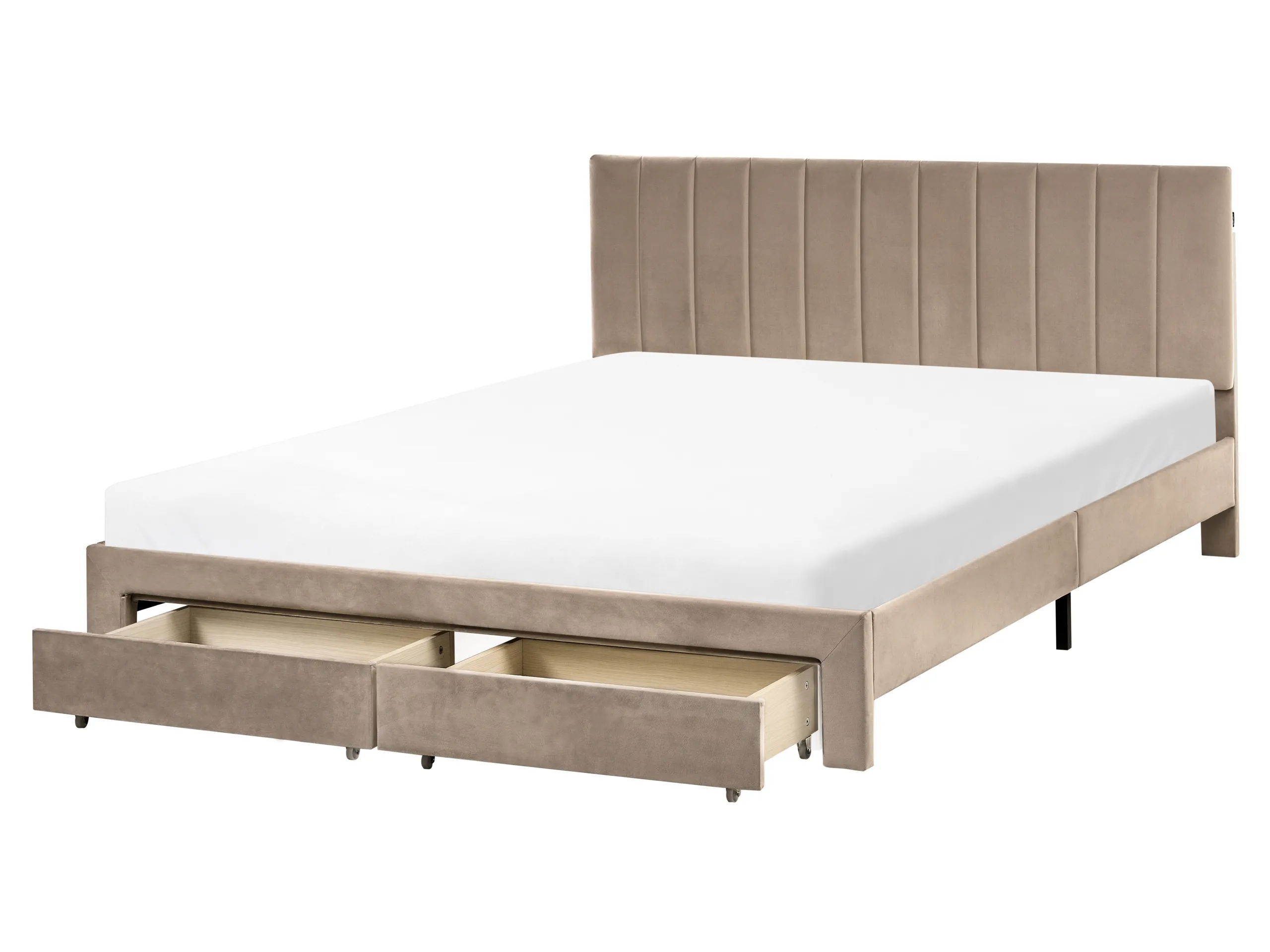 Cama con cajones Terciopelo LONZAC 160 x 200 cm Gris pardo