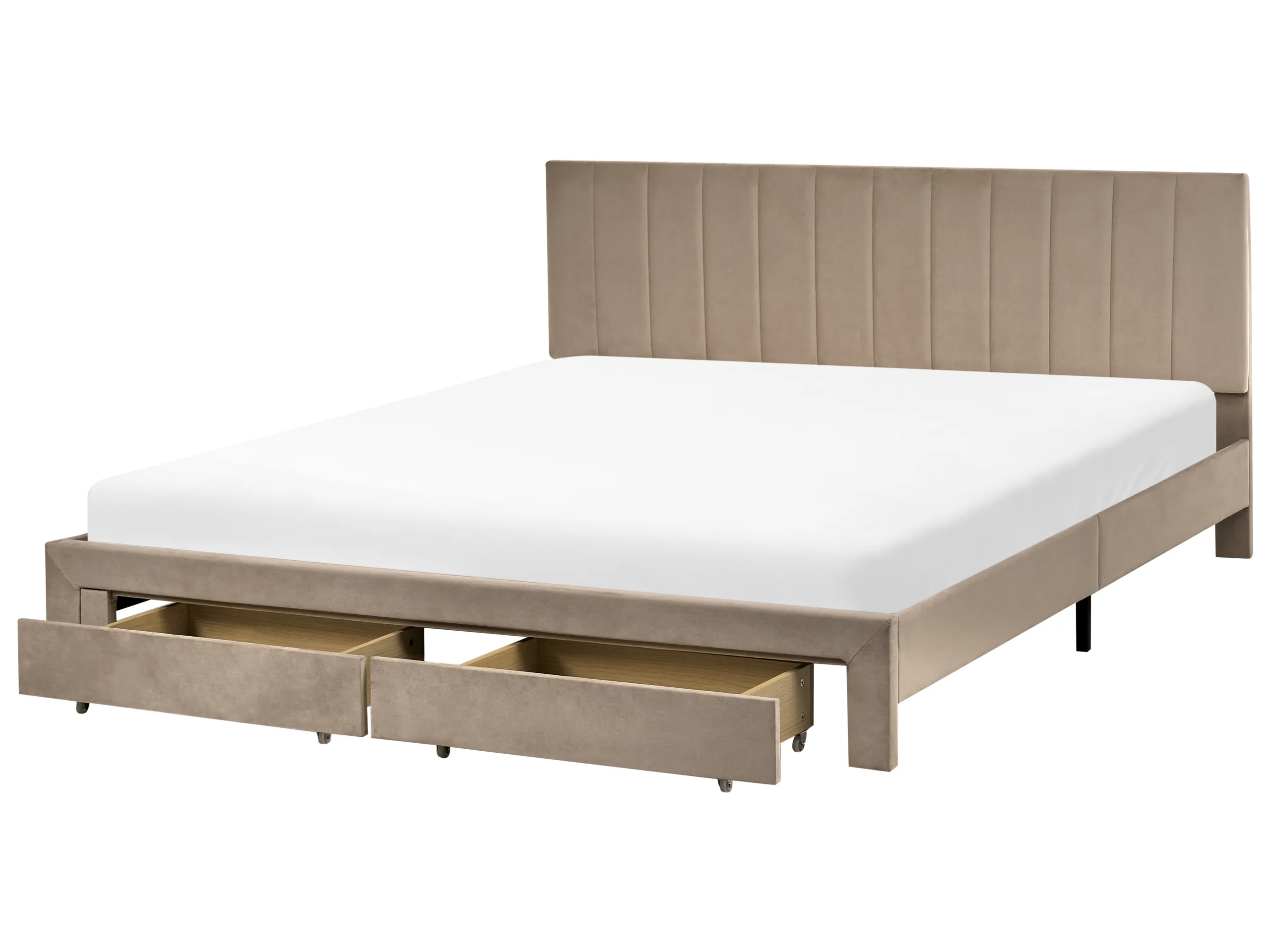 Cama con cajones Terciopelo LONZAC 180 x 200 cm Gris pardo