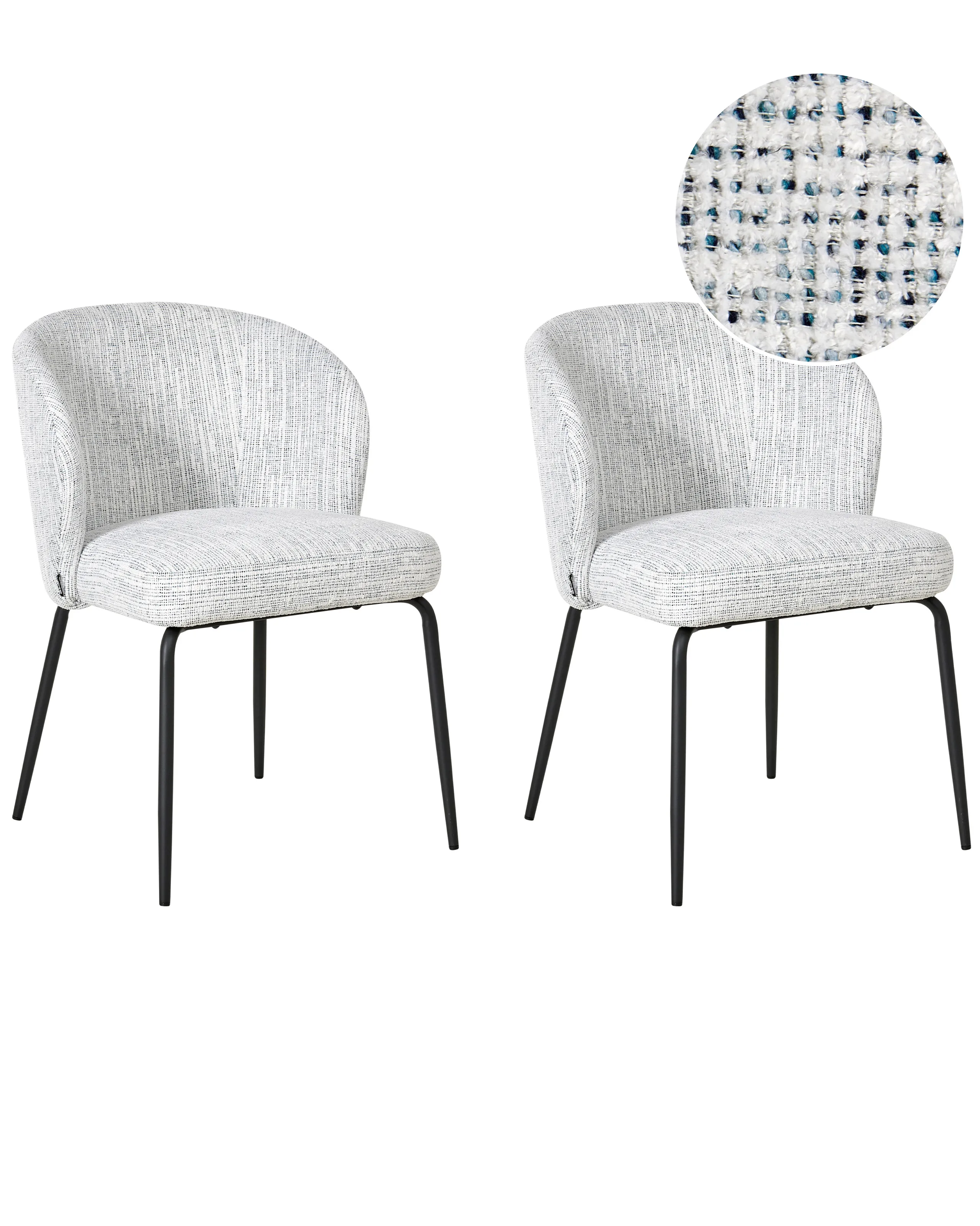 Conjunto de 2 sillas de comedor ZANA Tela Blanco/Azul