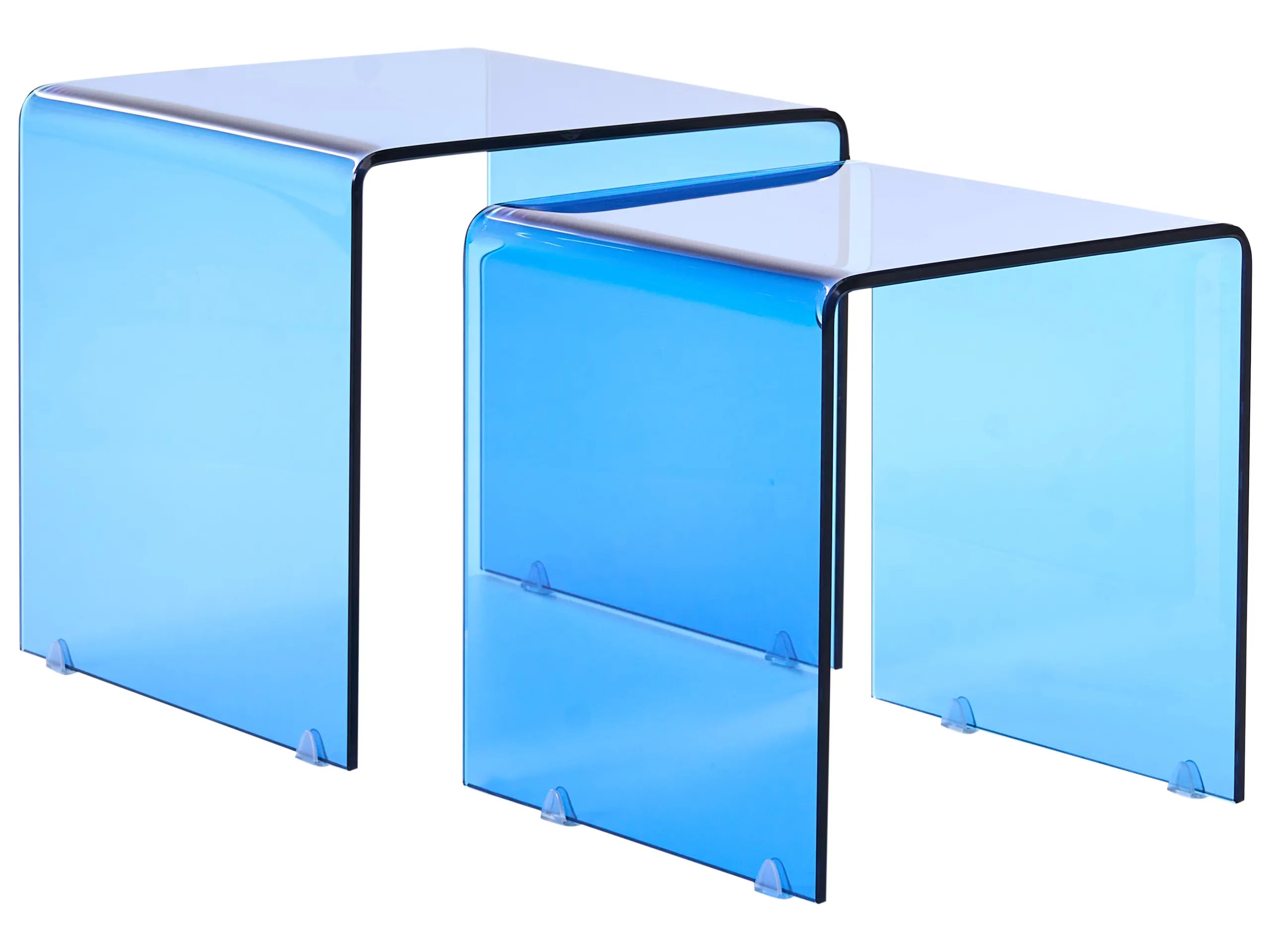 Conjunto de 2 mesas auxiliares KENDALL Vidrio templado Azul