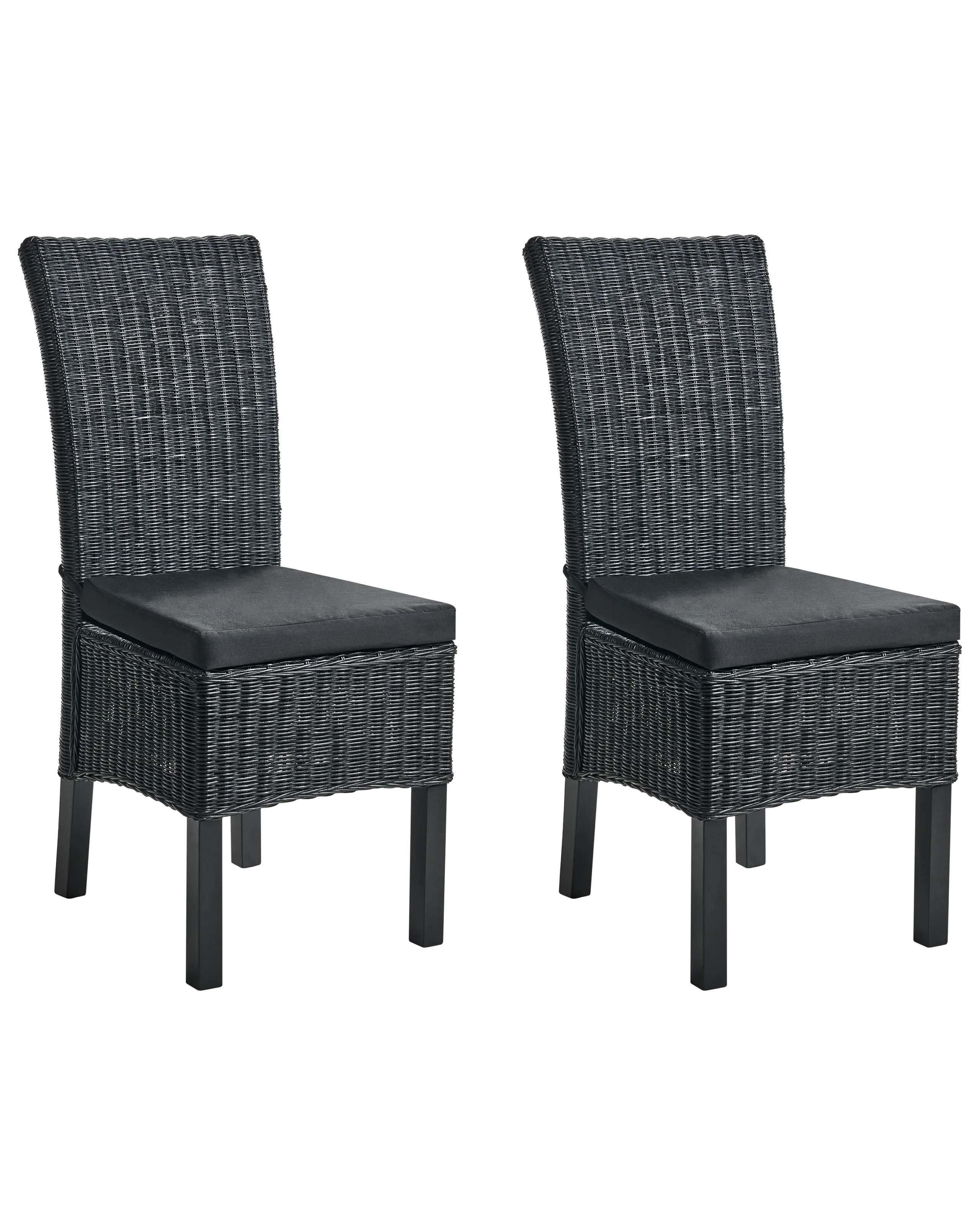 Conjunto de 2 sillas de comedor ANDES Ratán Negro