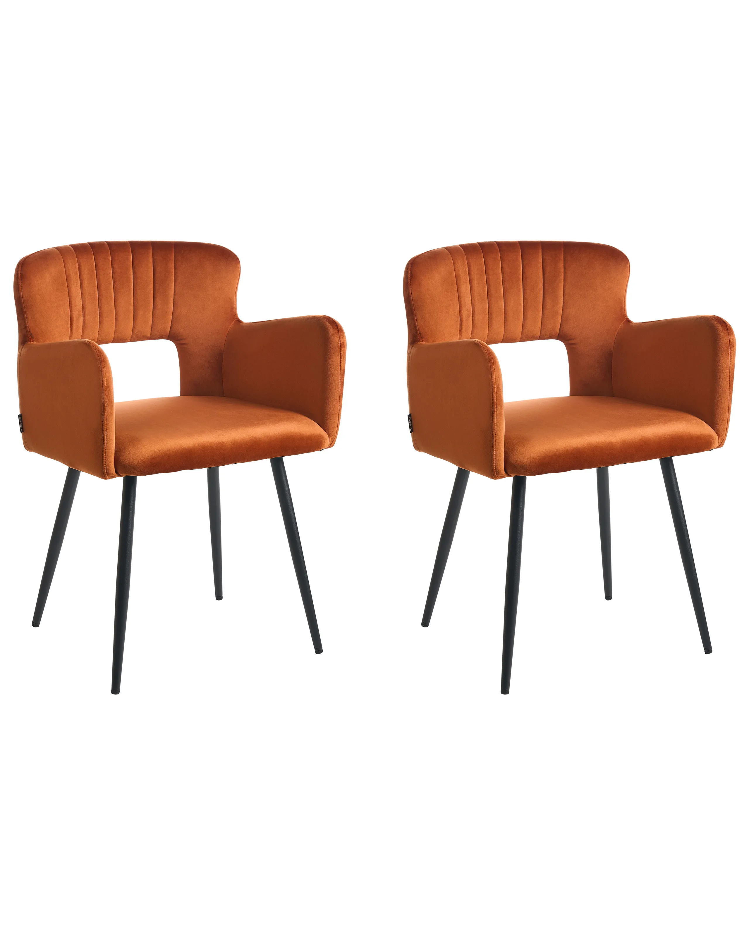 Conjunto de 2 sillas de comedor SANILAC Terciopelo Naranja