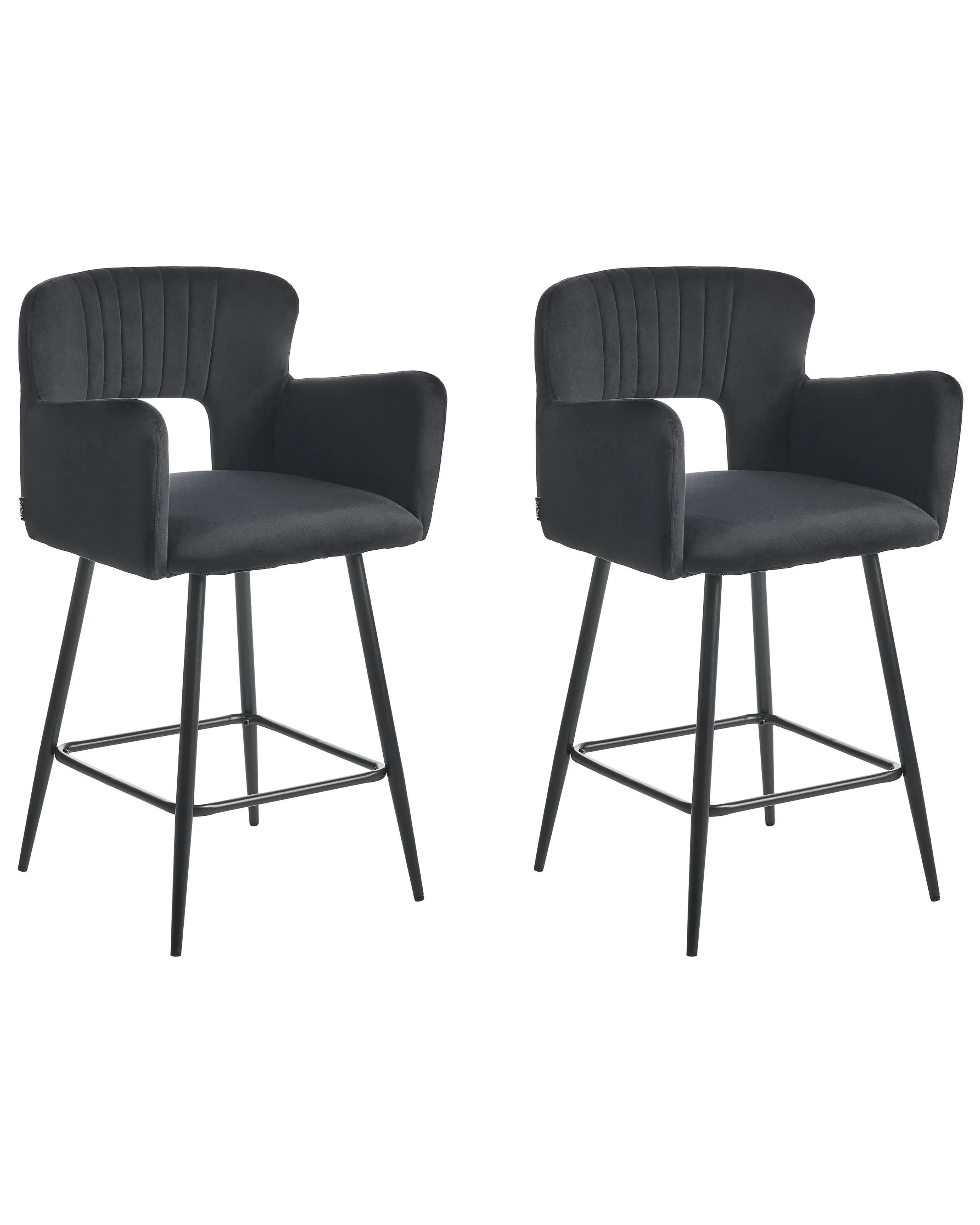 Conjunto de 2 sillas de bar SANILAC Terciopelo Negro