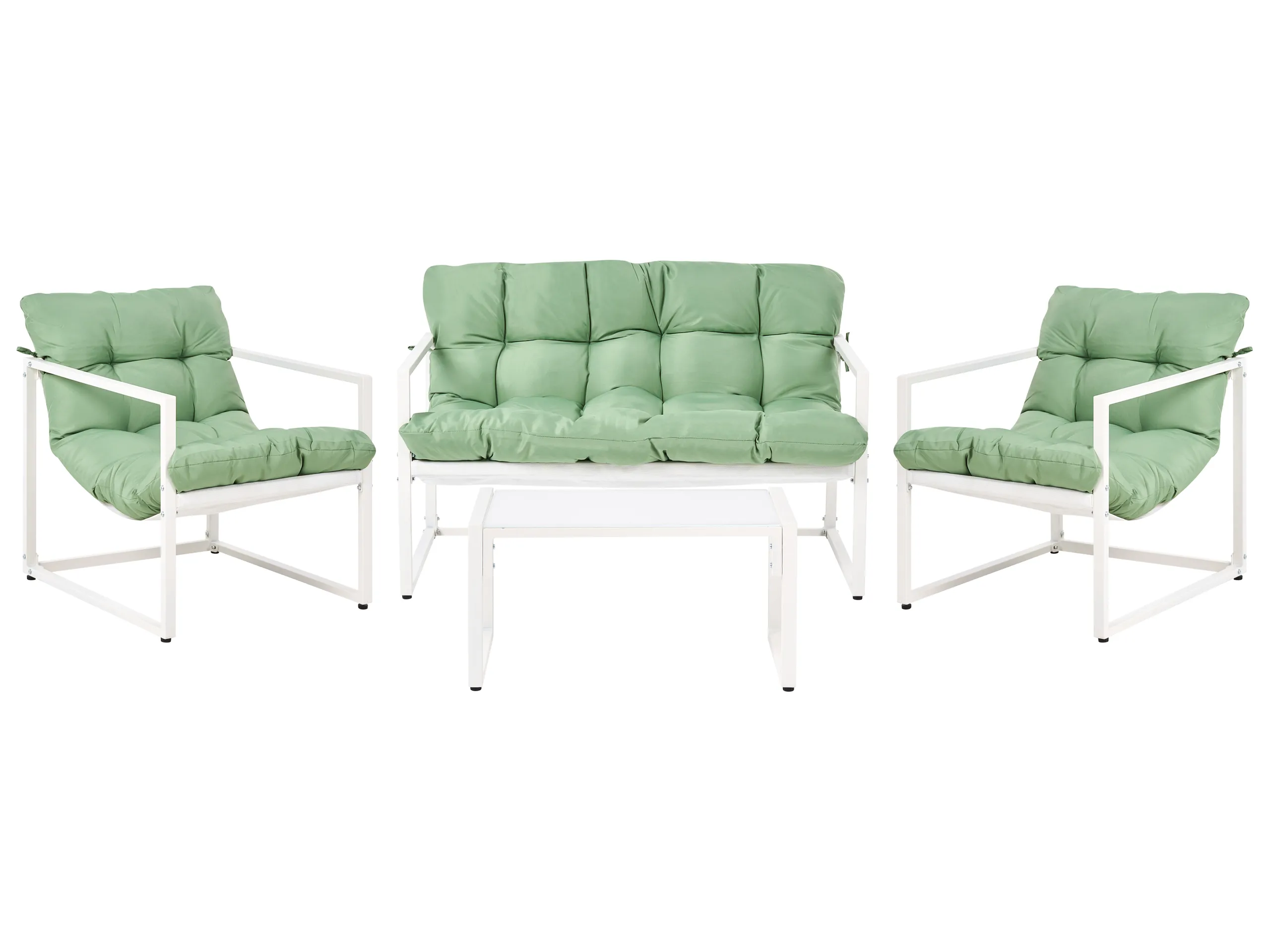 Garden Lounge Set with Table 4 Seater GARDA Metal Green