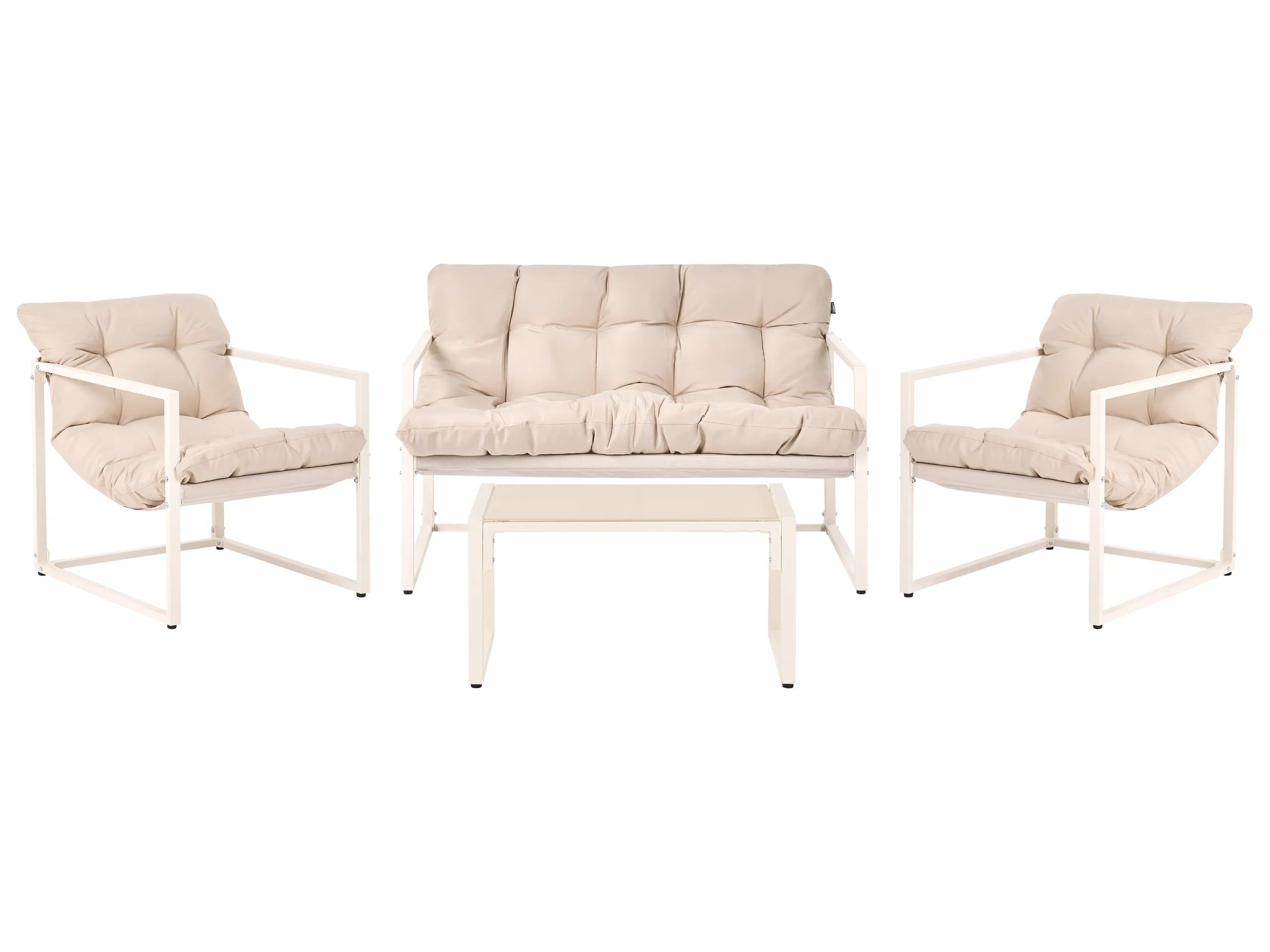 Garden Lounge Set with Table 4 Seater GARDA Metal Beige