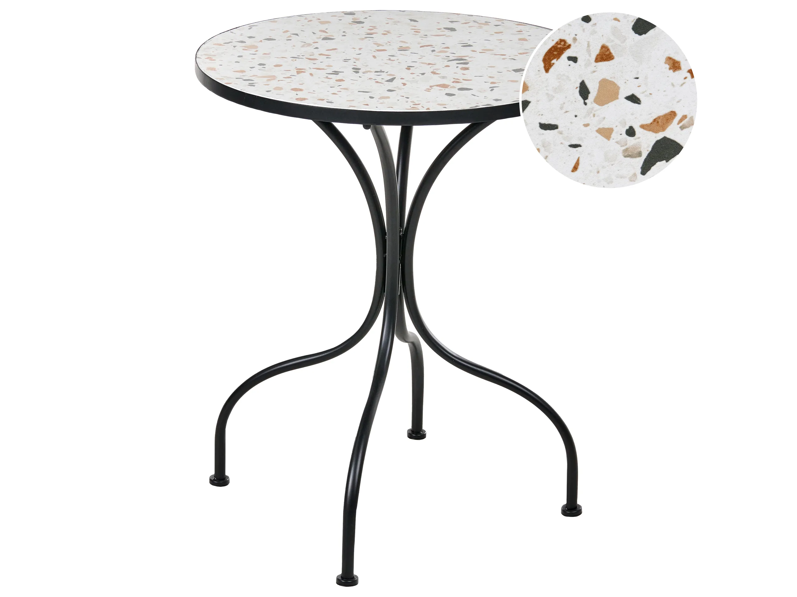 Bistro Table ARTENA 60 cm 60 cm Terrazzo Effect Metal Black