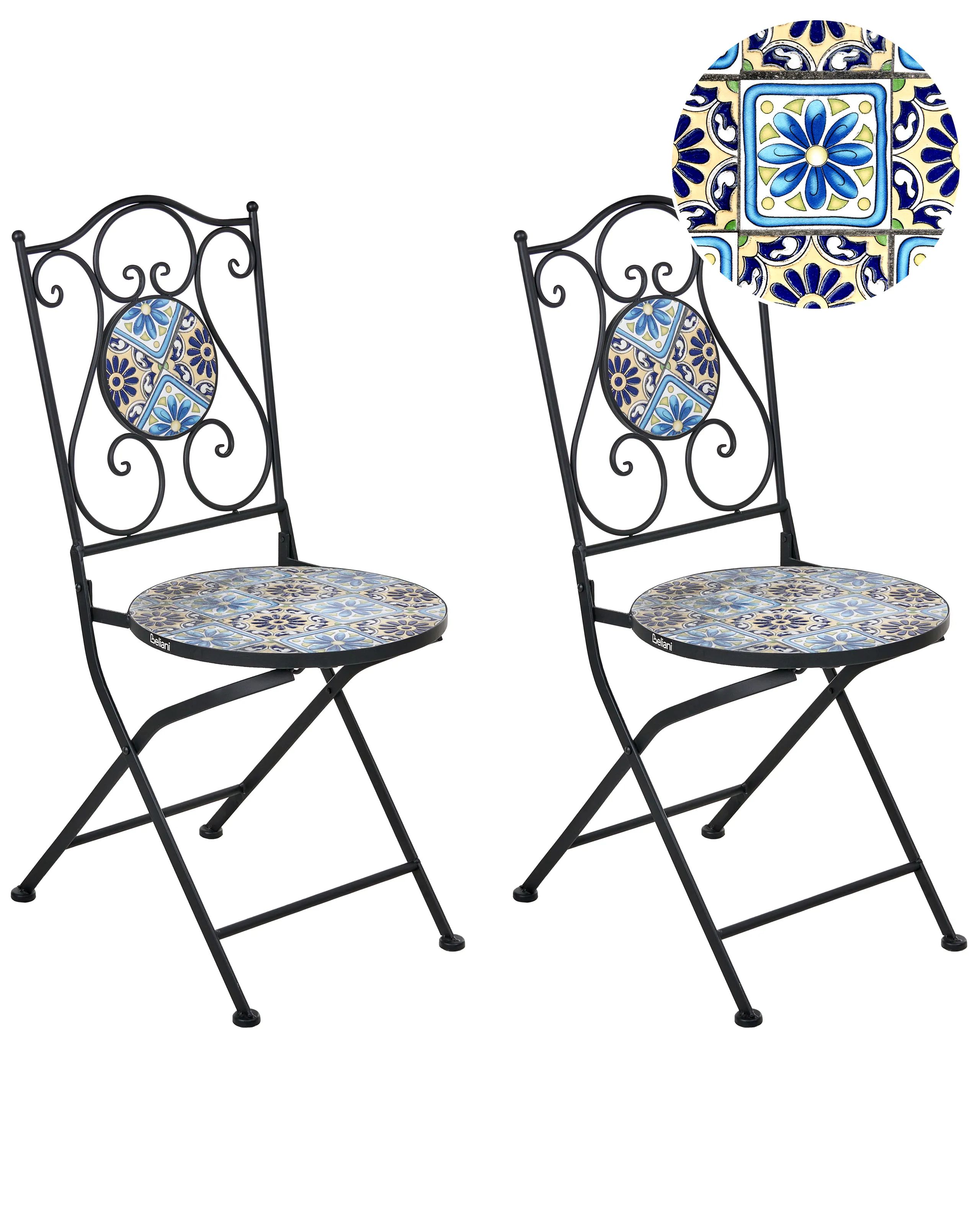 Conjunto de 2 sillas de jardín AGGIUS plegable Metal Negro