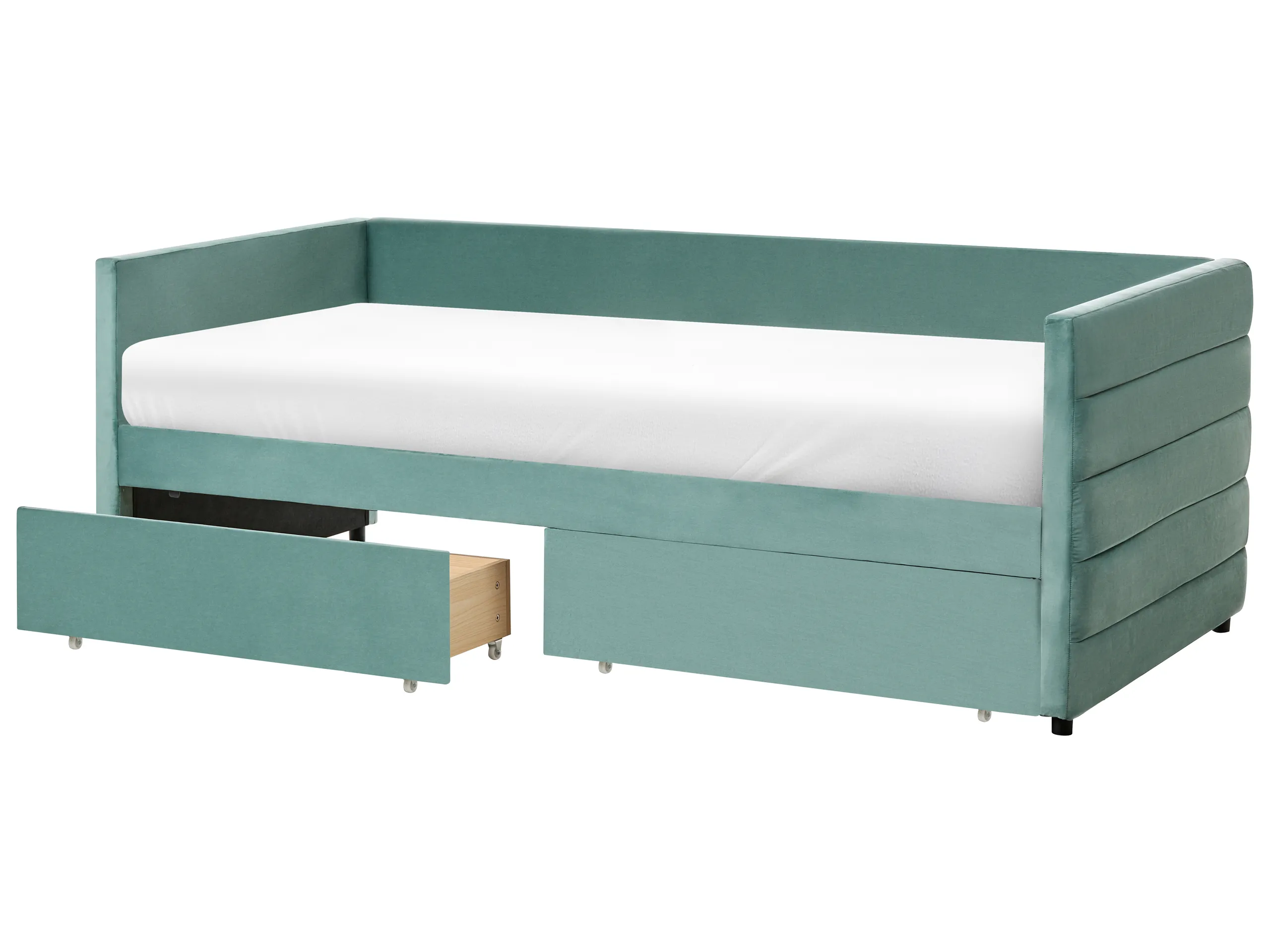 Cama con almacenaje Terciopelo MARRAY 90 x 200 cm Verde menta