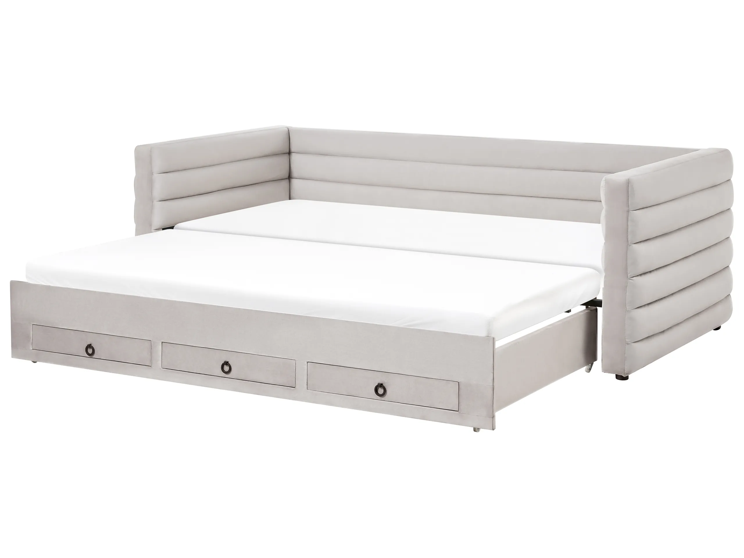 Cama con almacenaje Terciopelo MEUDON 90 x 200 cm Gris