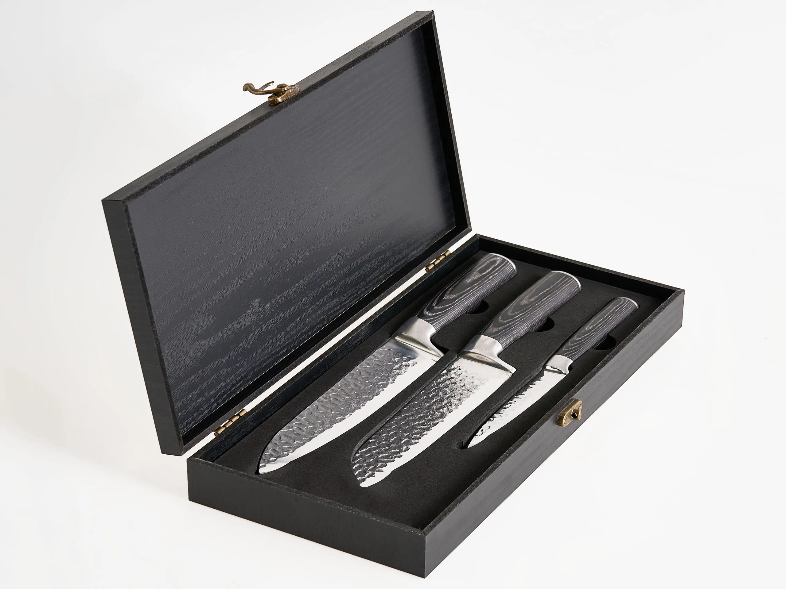 Conjunto de 3 cuchillos Acero de Damasco KASHIWA Negro