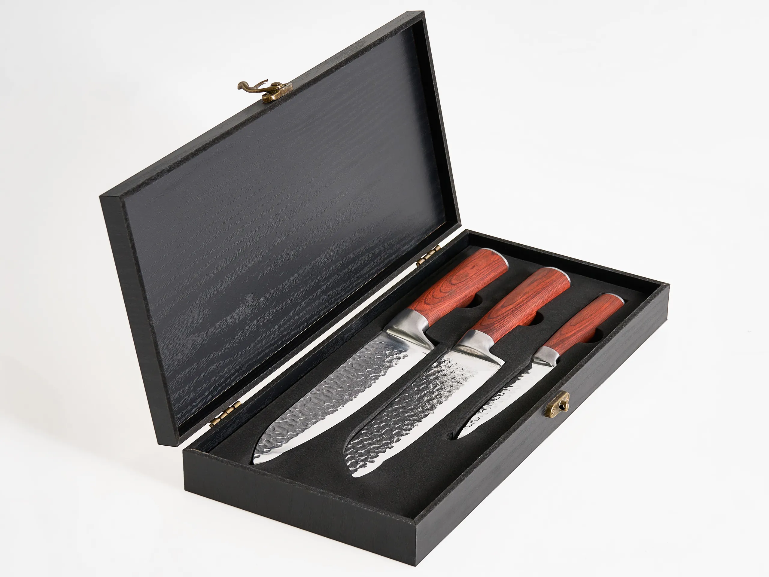 Conjunto de 3 cuchillos Acero de Damasco KASHIWA Marrón