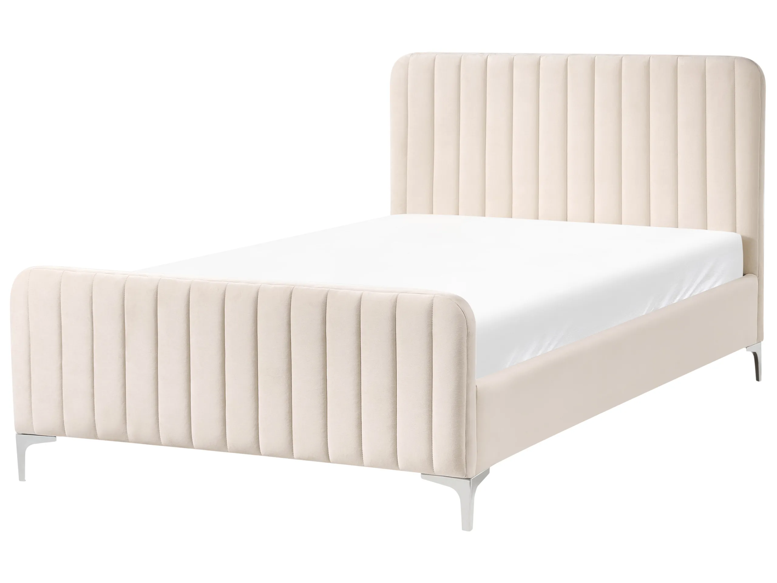 Bed Velvet LUNAN 120 x 200 cm (EU Small Double) Light Beige