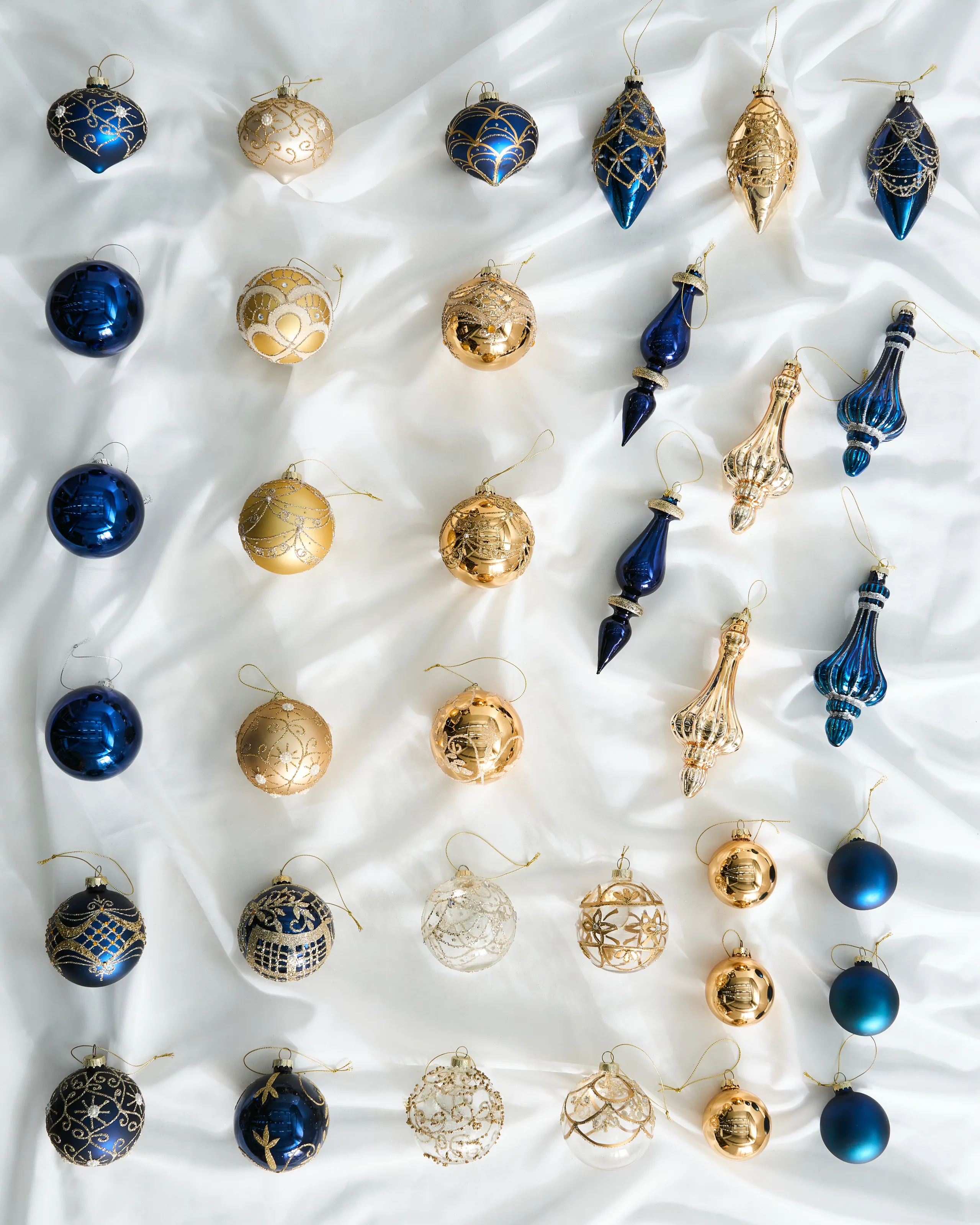 Conjunto de 35 bolas de Navidad ICEDROP Vidrio Azul/Dorado