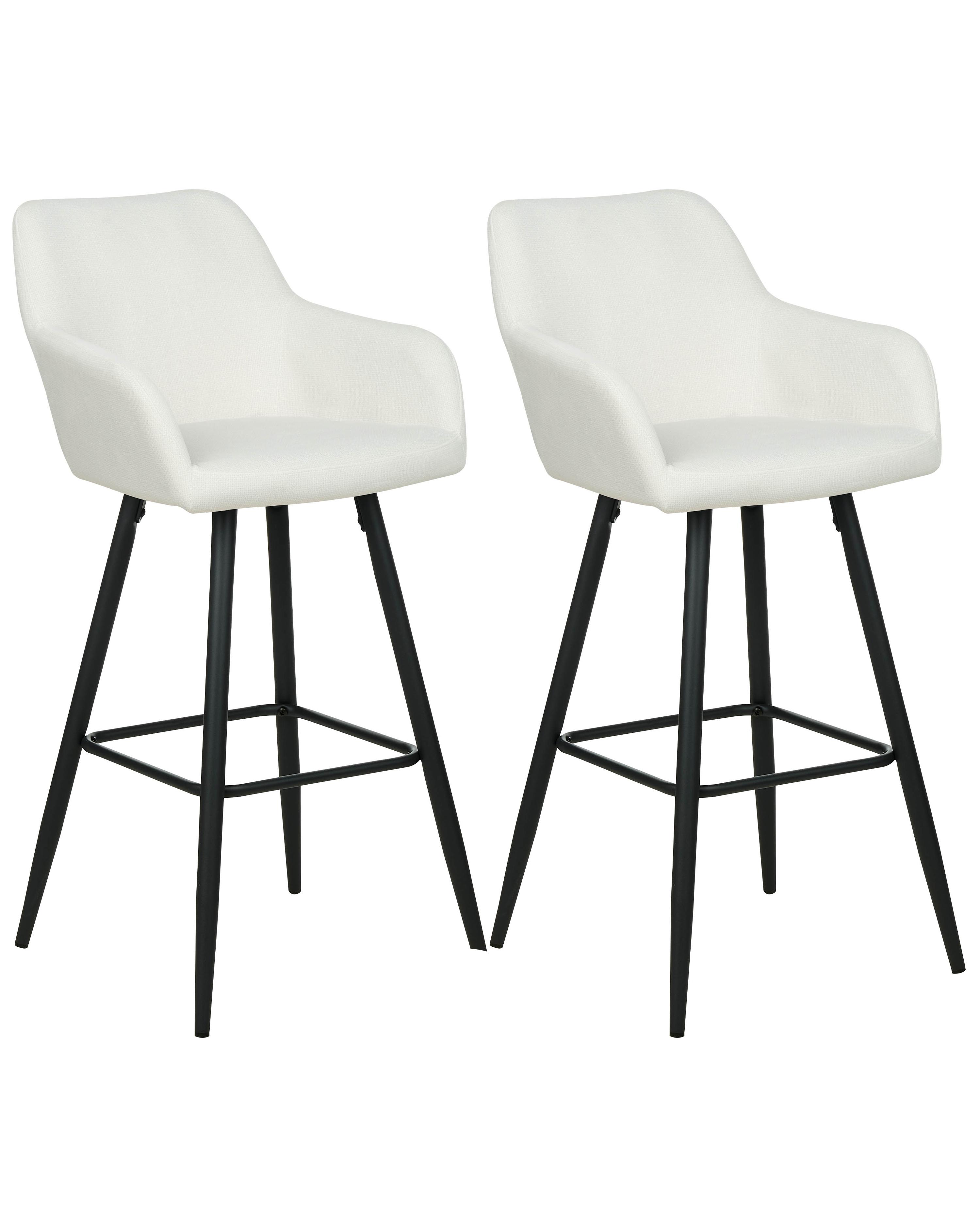 Conjunto de 2 sillas de bar CASMALIA Terciopelo Blanco crema