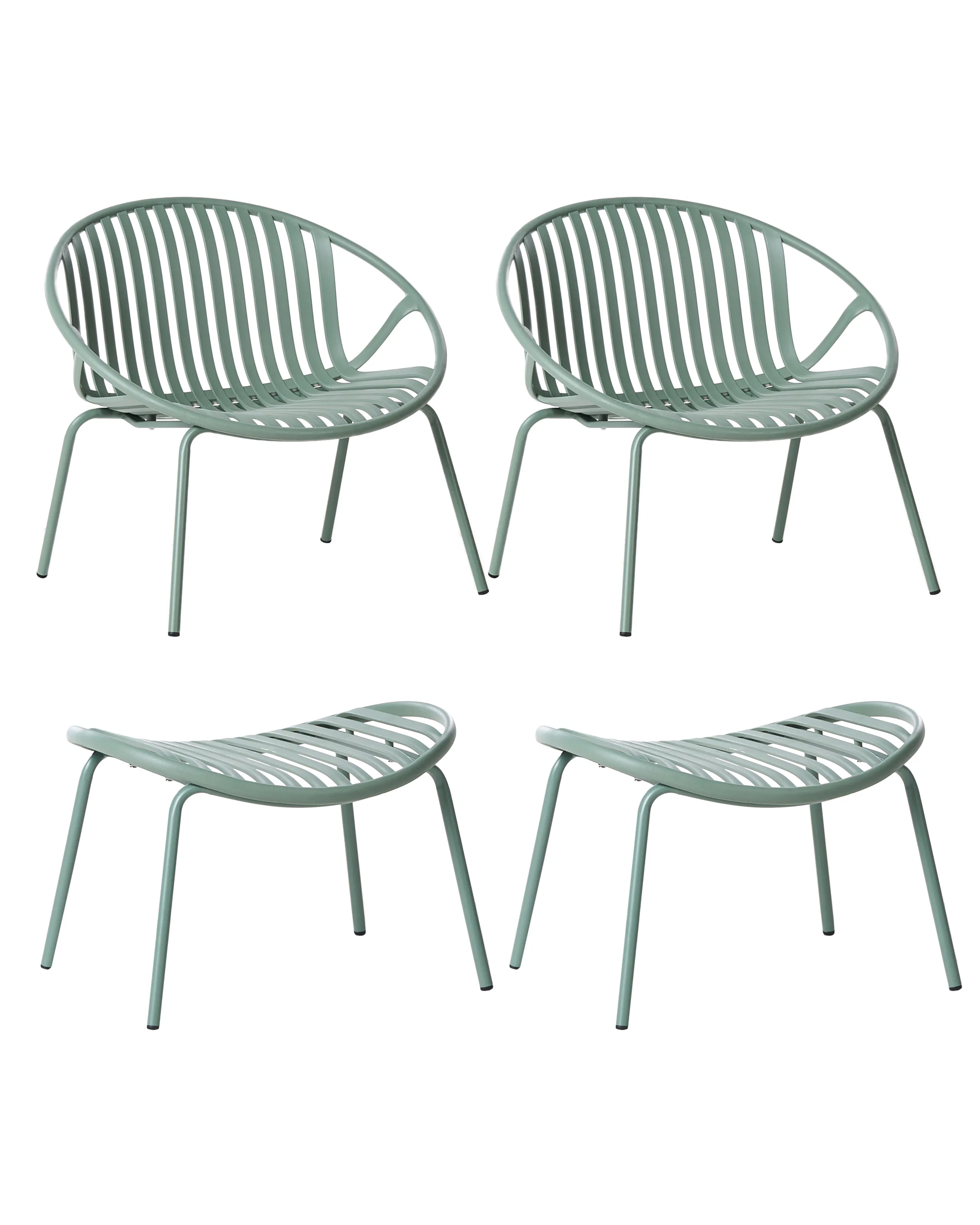 Conjunto de 2 sillas de jardín CASPERIA con reposapiés Verde