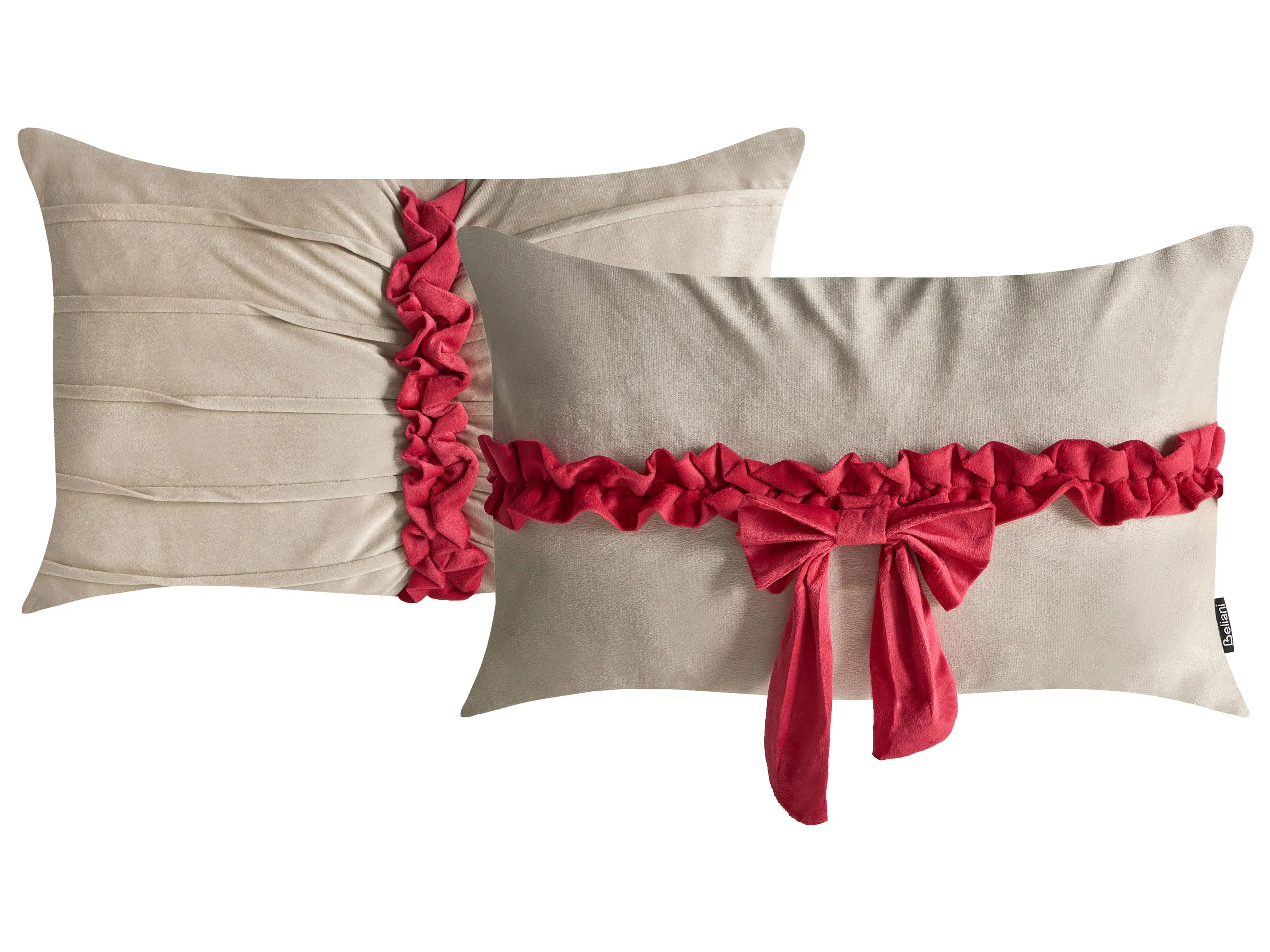 Conjunto de 2 cojines decorativos BELLE Terciopelo 50 x 30 cm Gris pardo Patrón navideño