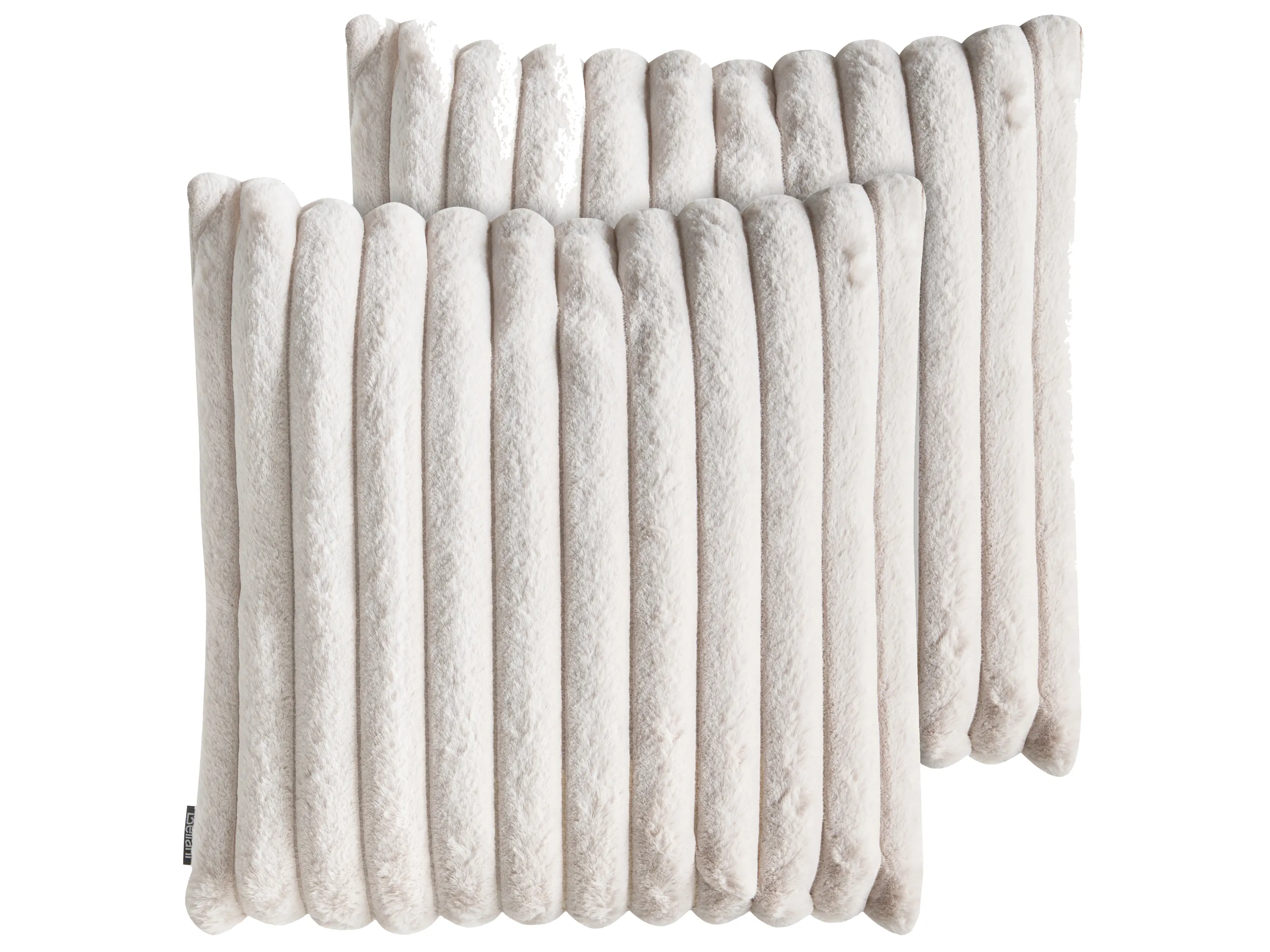 Conjunto de 2 cojines decorativos RAKYA Pelo sintético 45 x 45 cm Beige claro A rayas