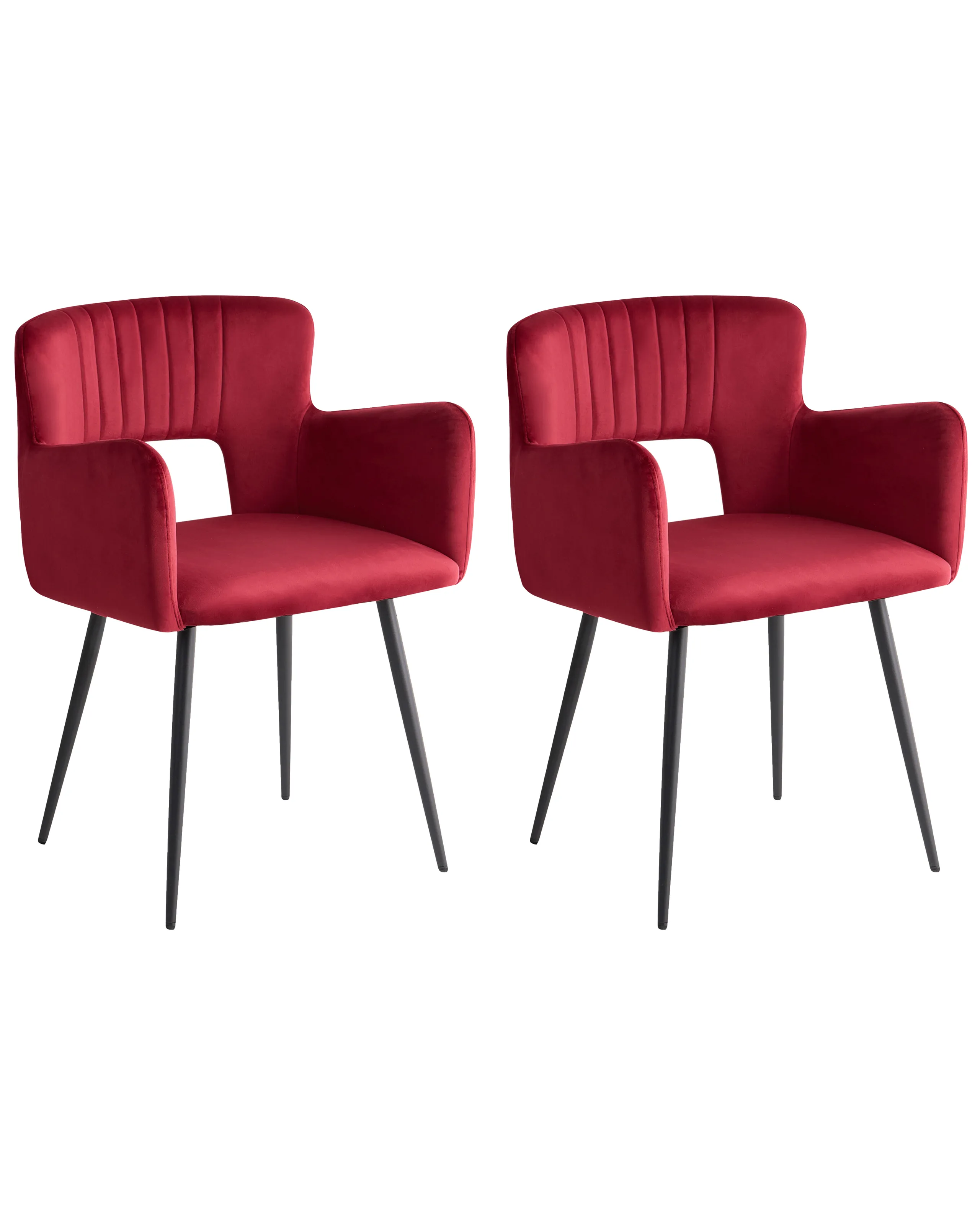 Conjunto de 2 sillas de comedor SANILAC Terciopelo Rojo oscuro