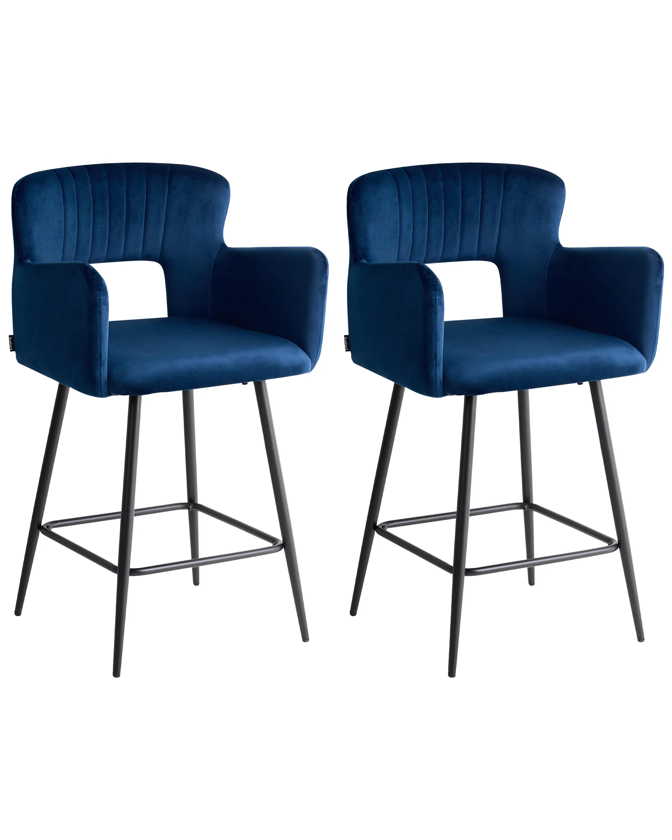 Conjunto de 2 sillas de bar SANILAC Terciopelo Azul marino