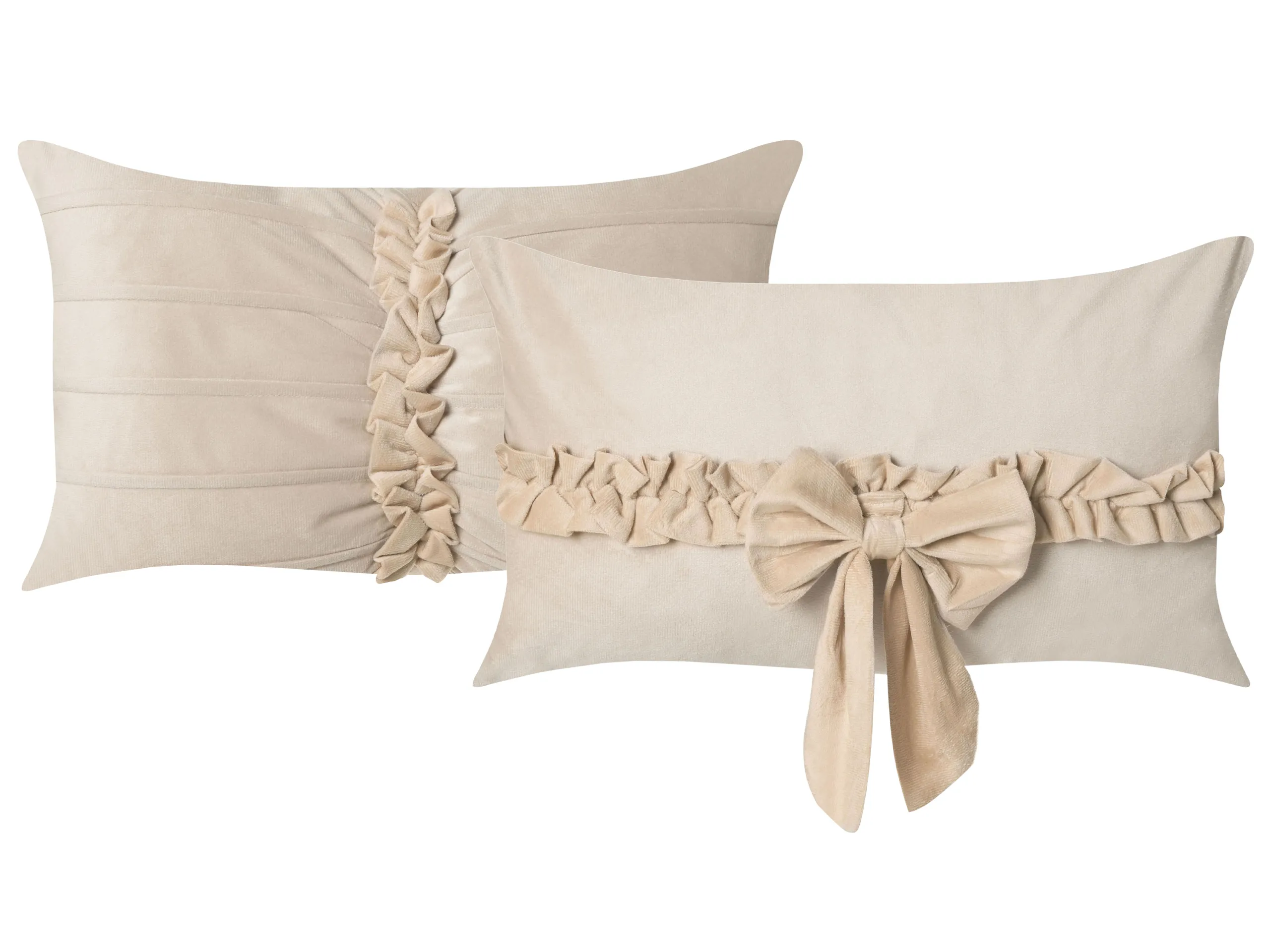 Conjunto de 2 cojines decorativos BELLE Terciopelo 30 x 50 cm Beige claro Liso