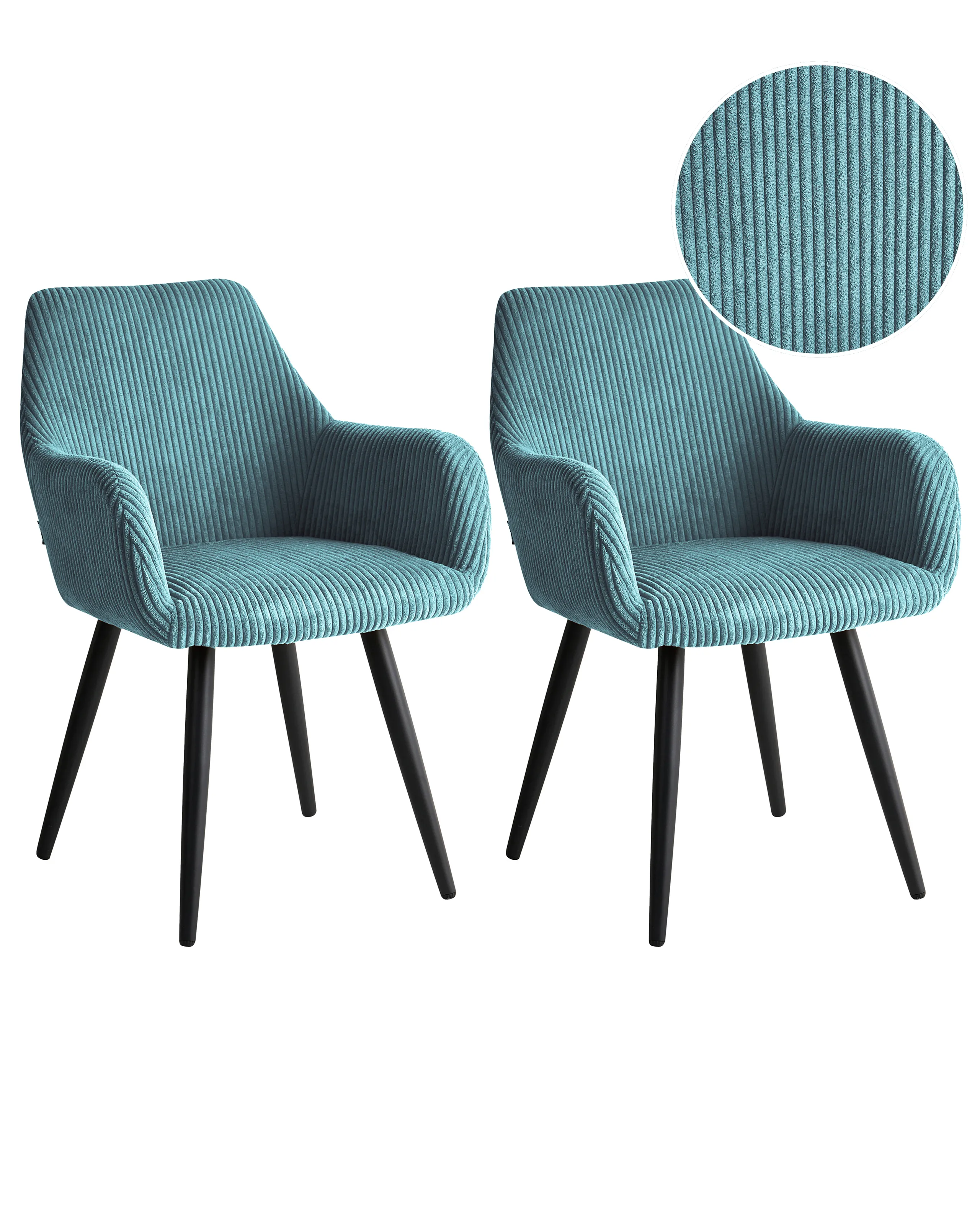 Conjunto de 2 sillas de comedor MORI Pana Turquesa