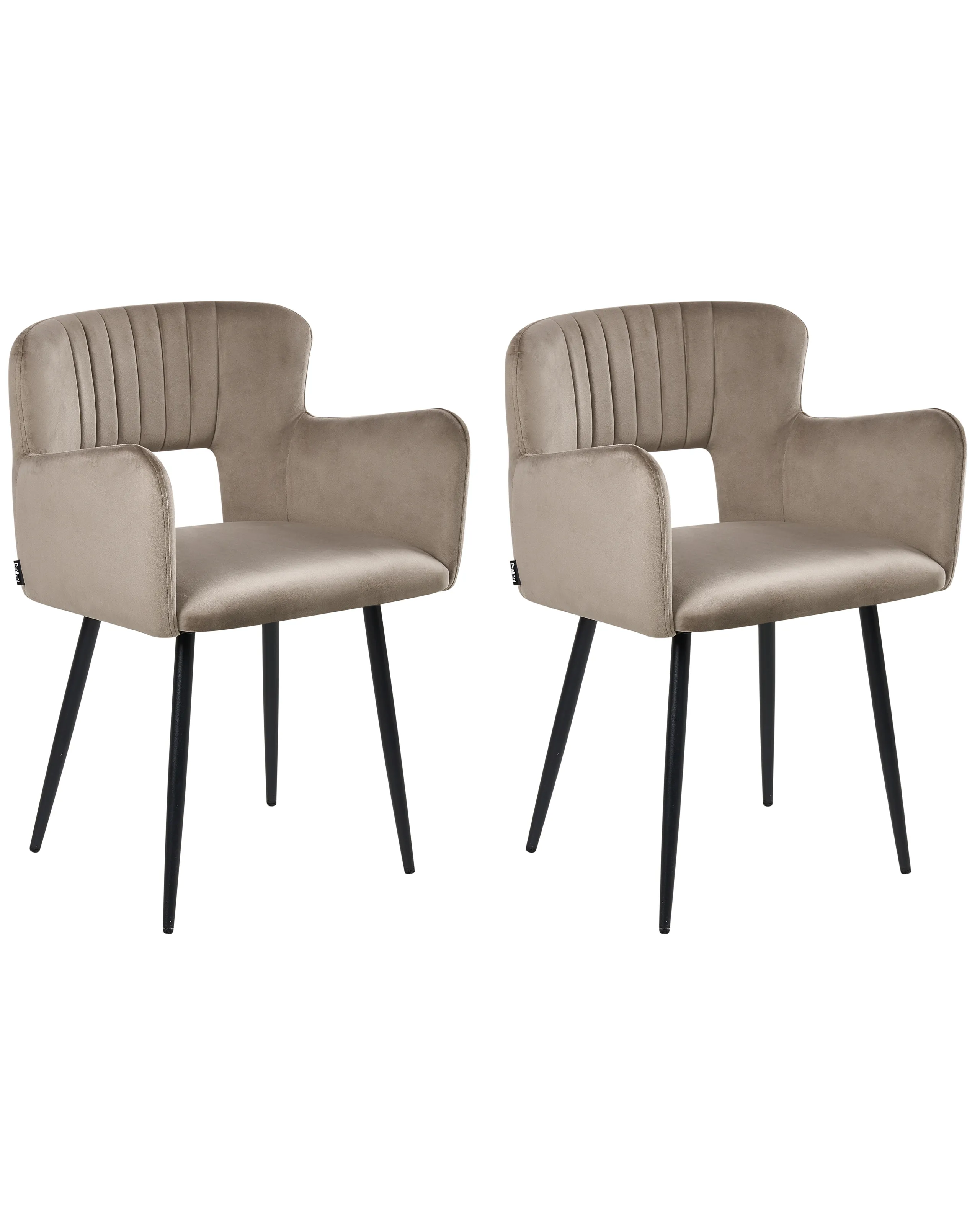 Conjunto de 2 sillas de comedor SANILAC Terciopelo Gris pardo