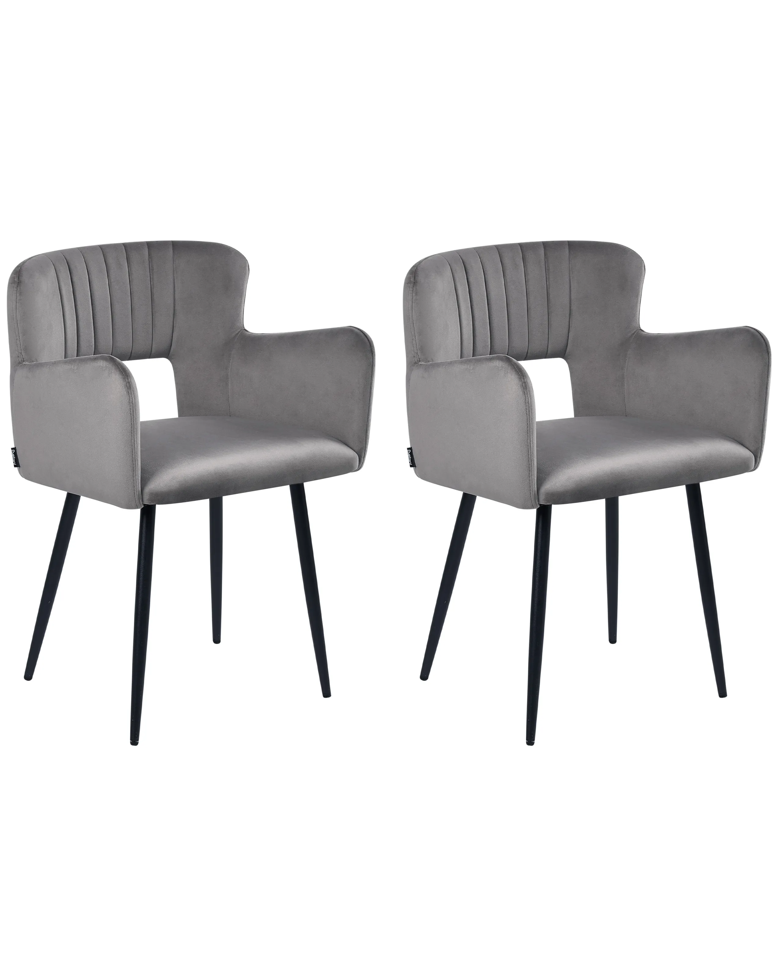 Conjunto de 2 sillas de comedor SANILAC Terciopelo Gris