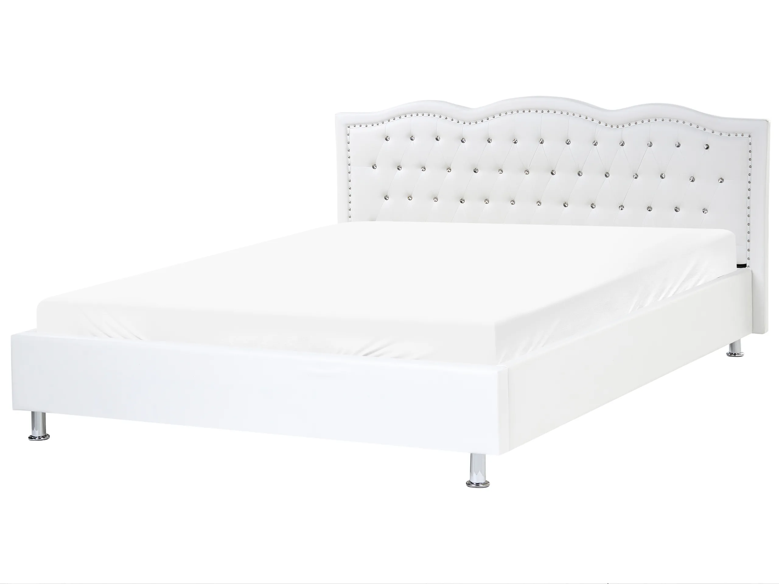 Cama Piel sintética METZ 180 x 200 cm Blanco