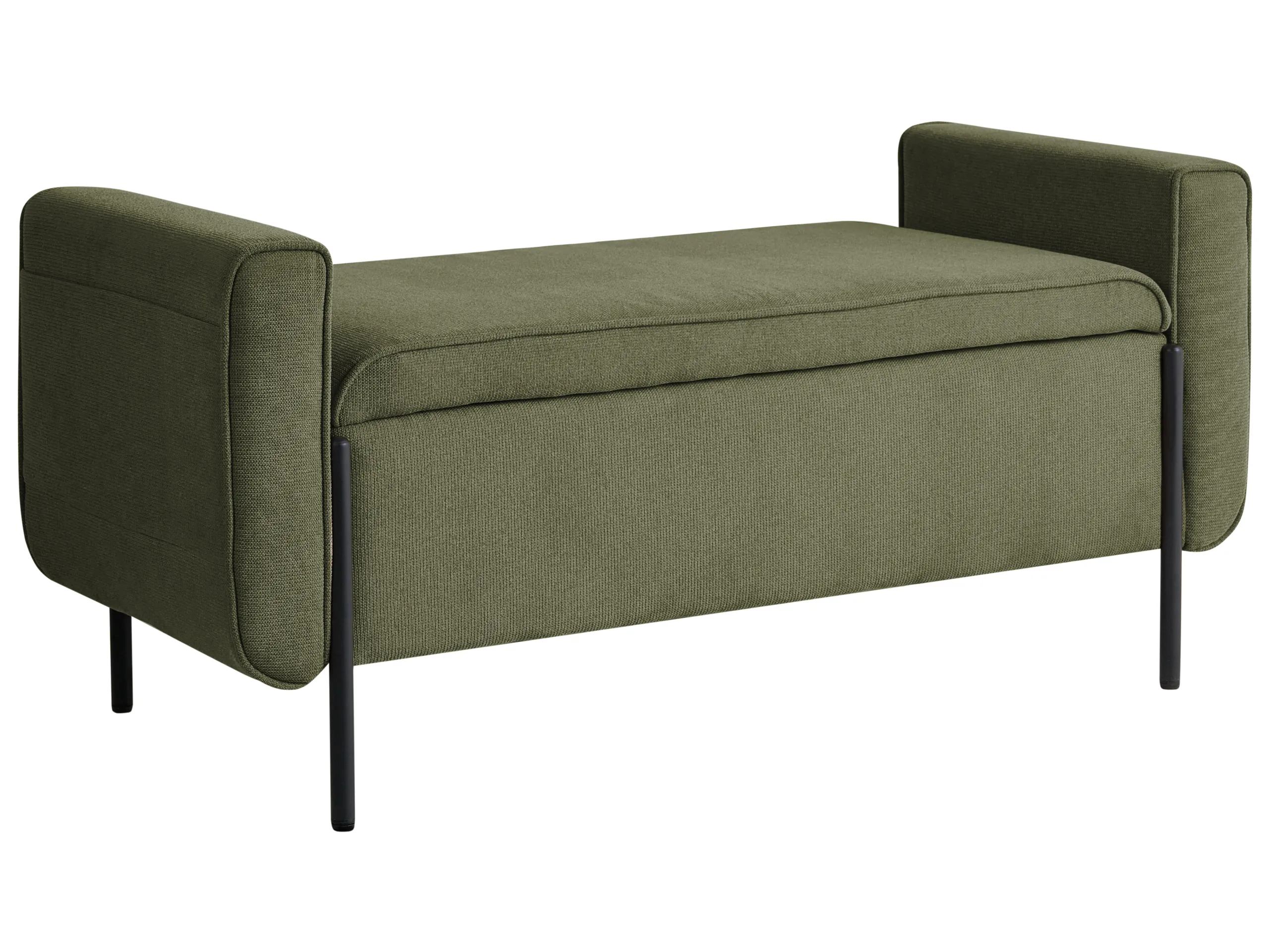 Banco tapizado con almacenaje LEWES Tela Verde