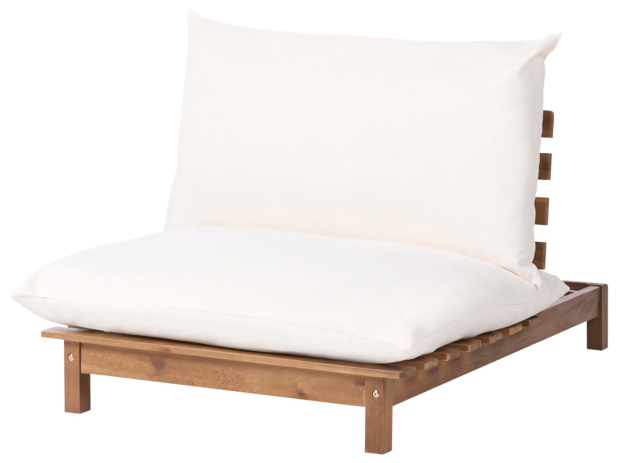 Sun Lounger with Cushion SUNO Reclining Acacia Wood Light Brown