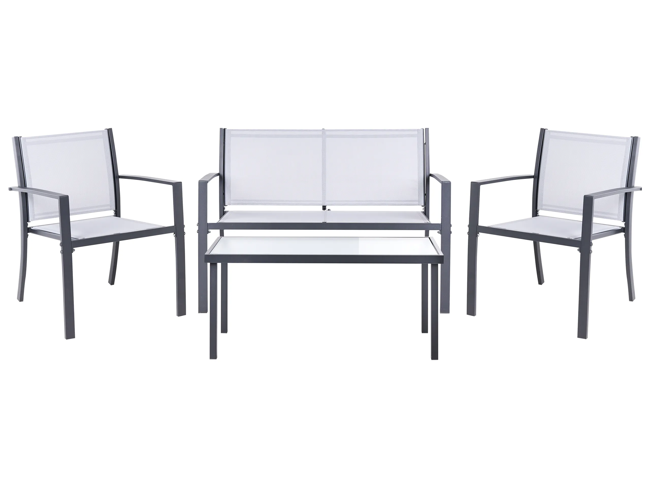 Garden Lounge Set with Table 4 Seater TAVOLETO Metal Grey
