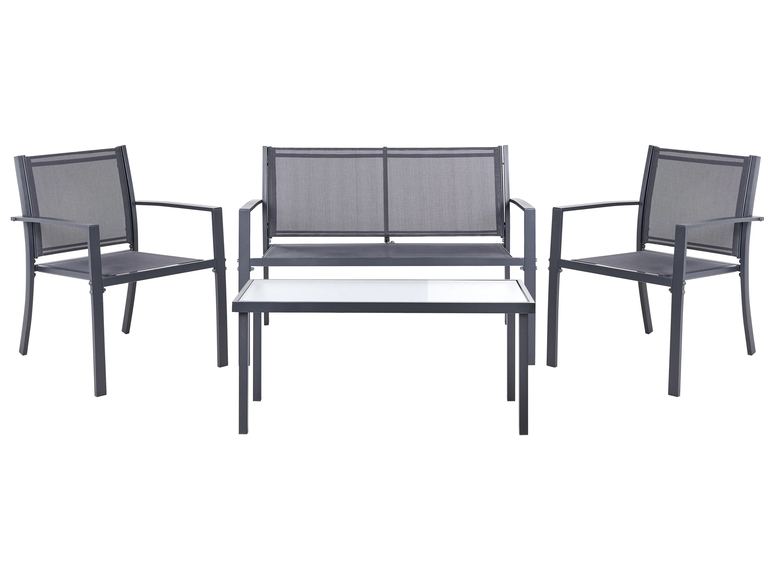 Garden Lounge Set with Table 4 Seater TAVOLETO Metal Dark Grey