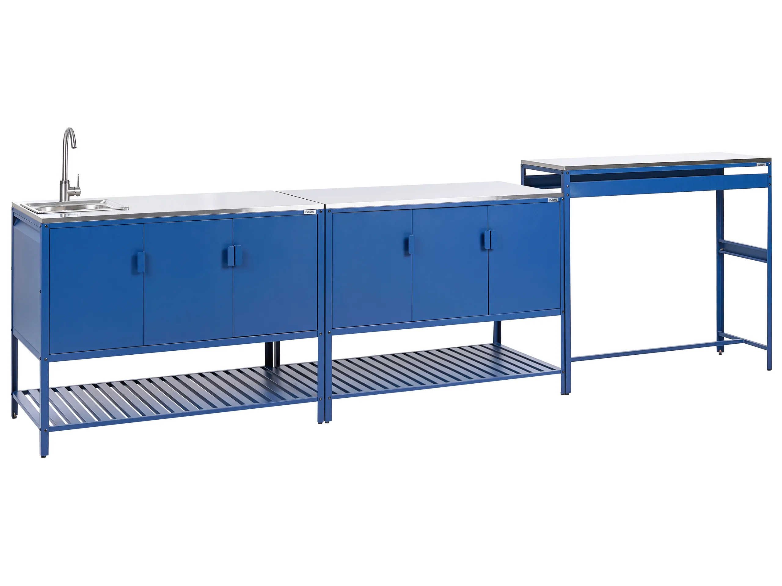 3 Piece Outdoor Kitchen Set with Sink MAENZA Metal Blue