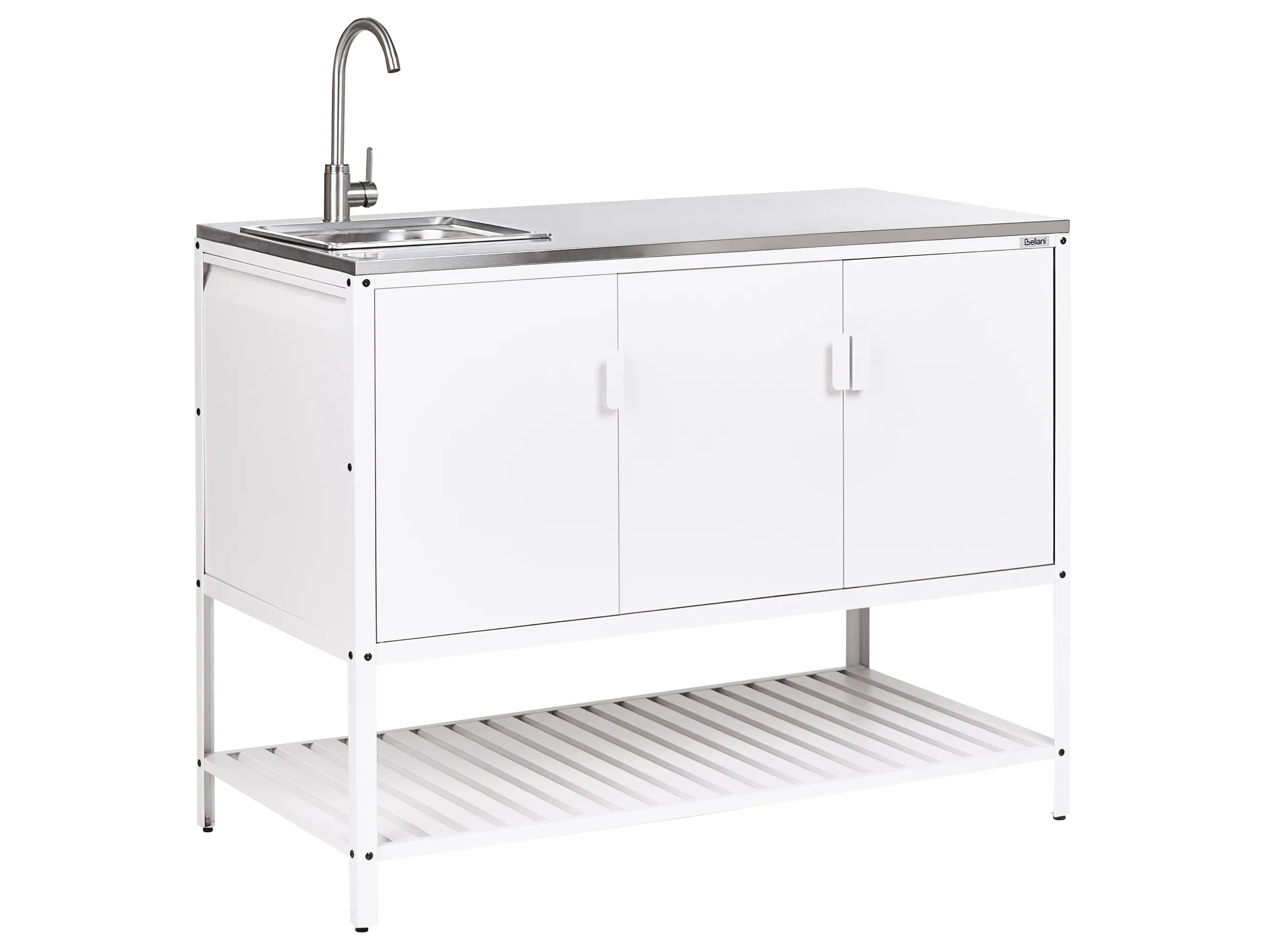Armario de cocina exterior con fregadero MAENZA Metal Blanco