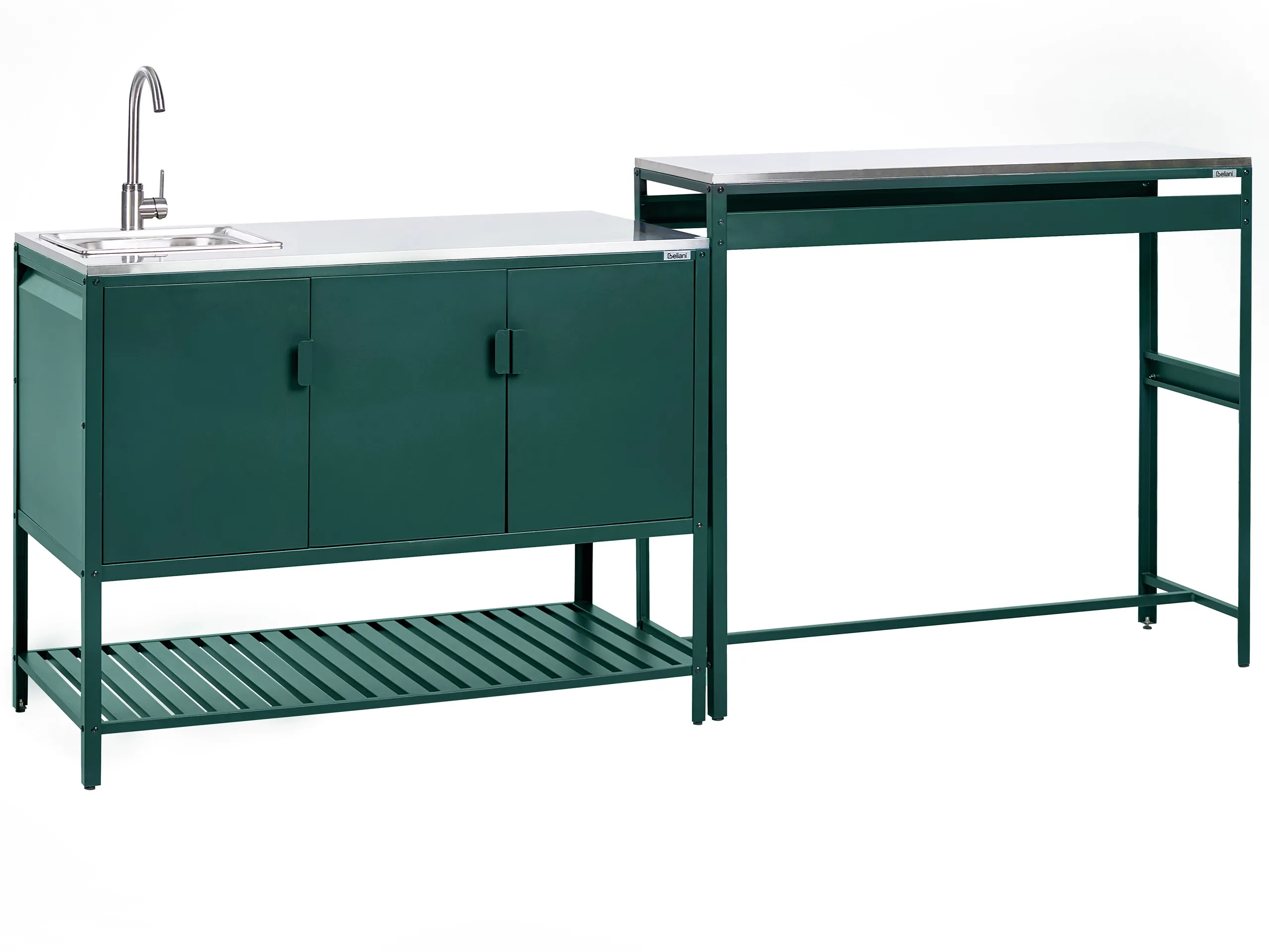 Conjunto de 2 muebles de cocina exterior con fregadero MAENZA Metal Verde