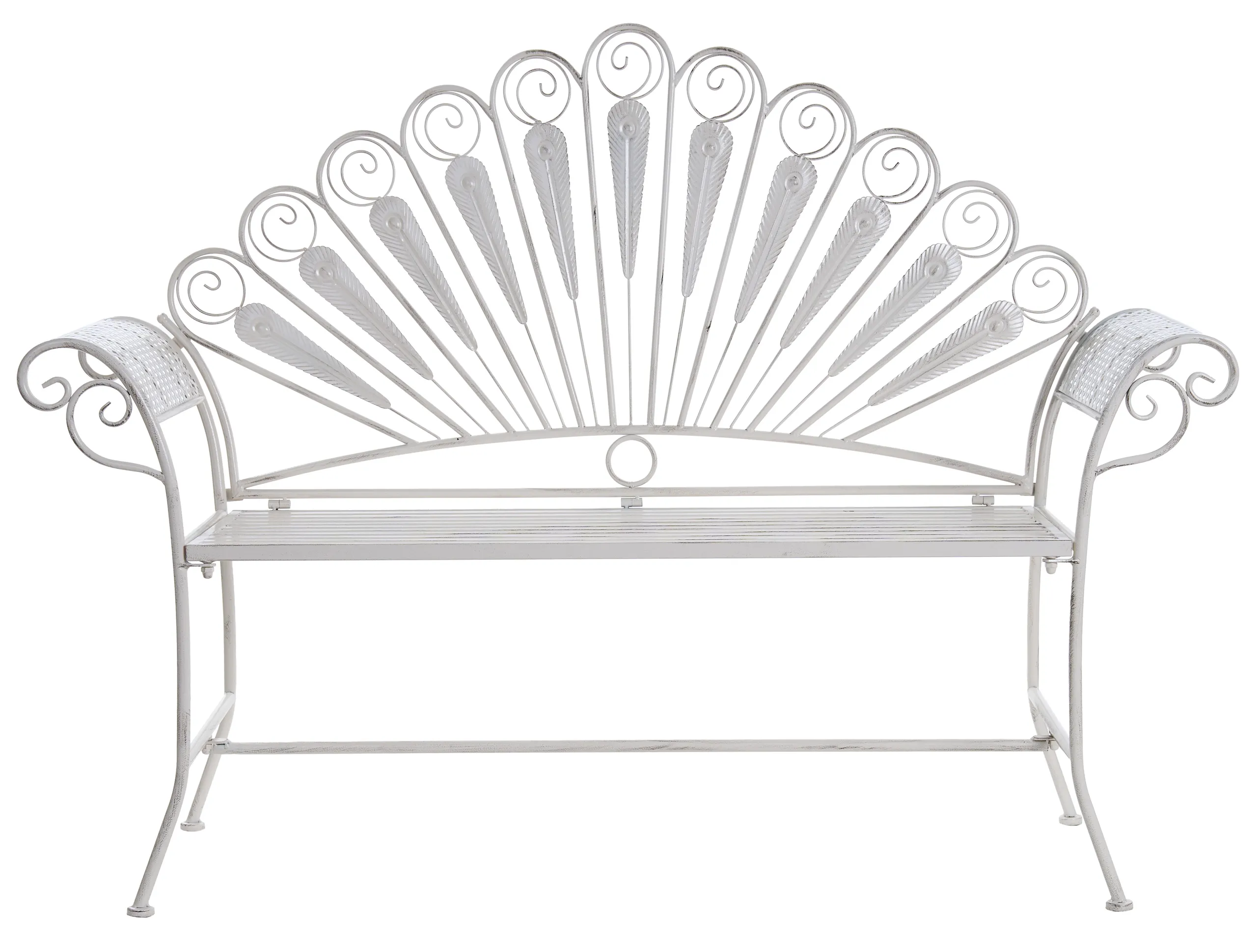 Banco de jardín PAVIA 146 cm Metal Blanco crema