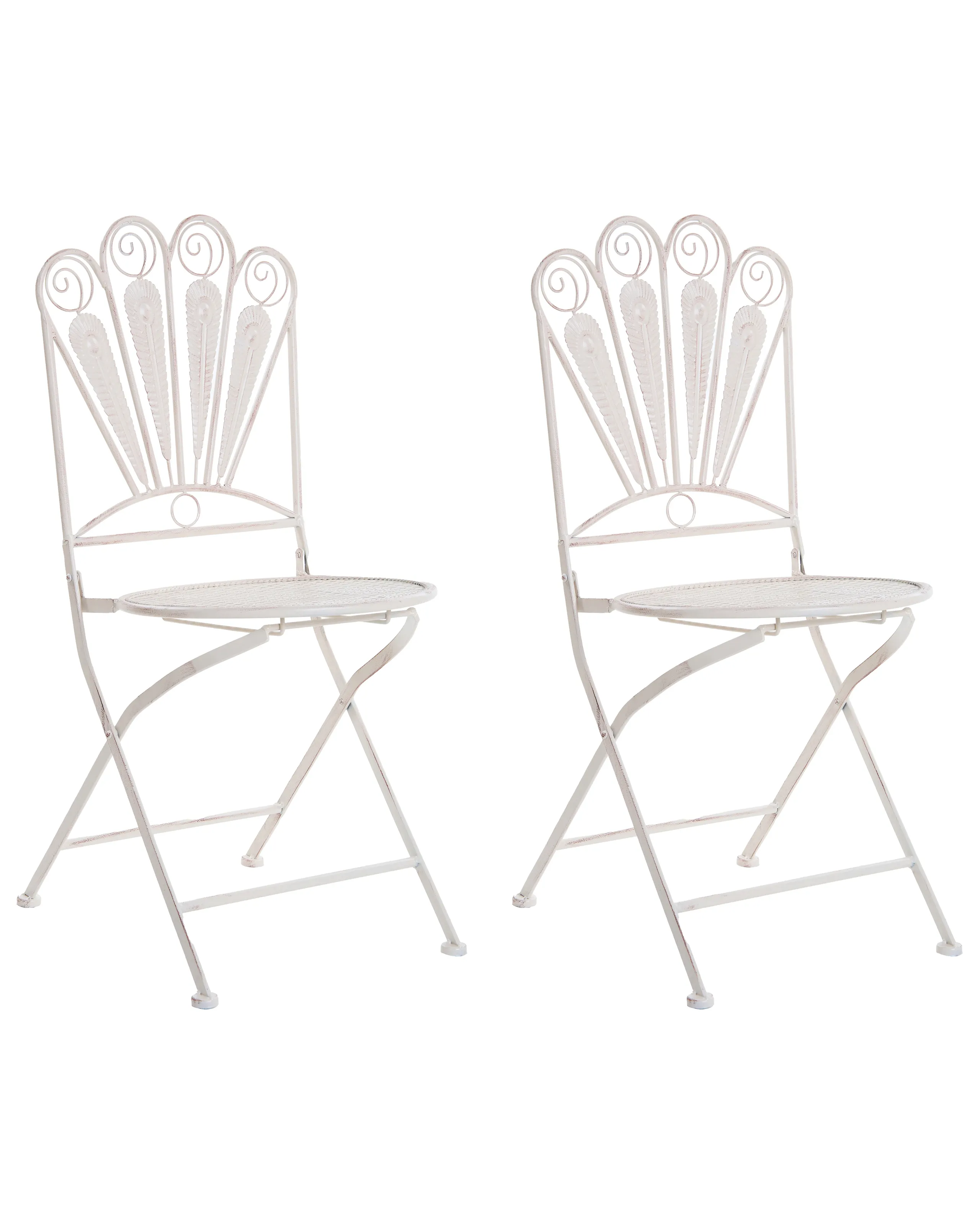 Conjunto de 2 sillas de jardín PAVIA plegable Metal Blanco crema