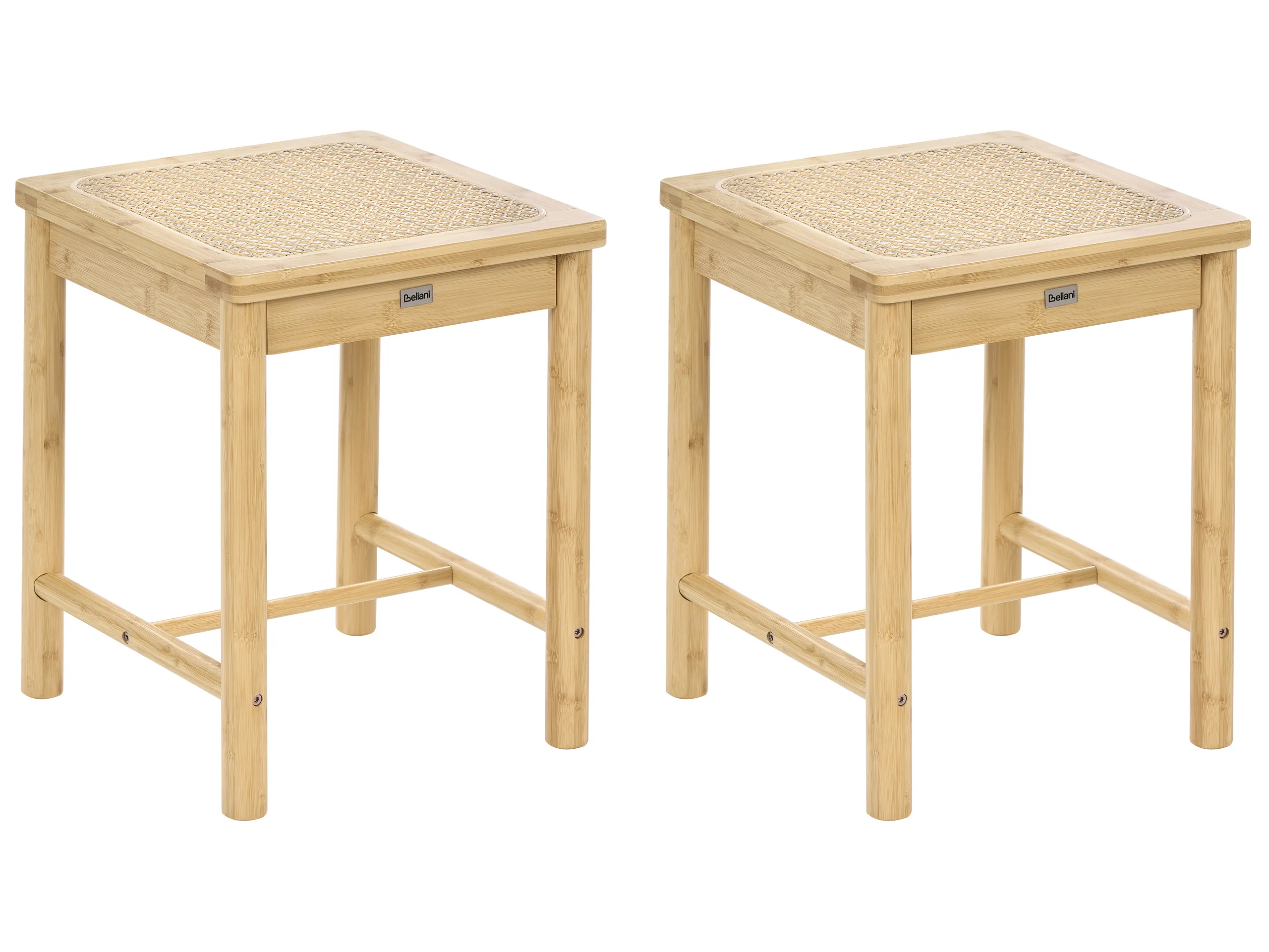 Conjunto de 2 taburetes EVIRES Bambú Marrón claro